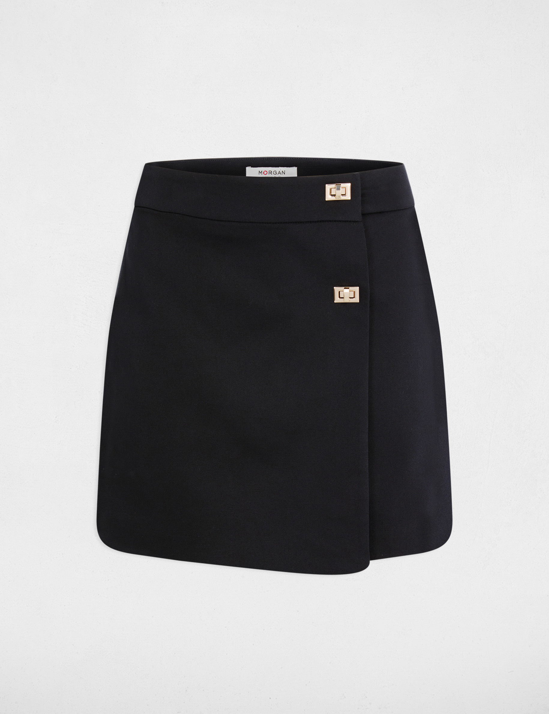 Falda pantal&oacute;n corto de cintura alta negro mujer