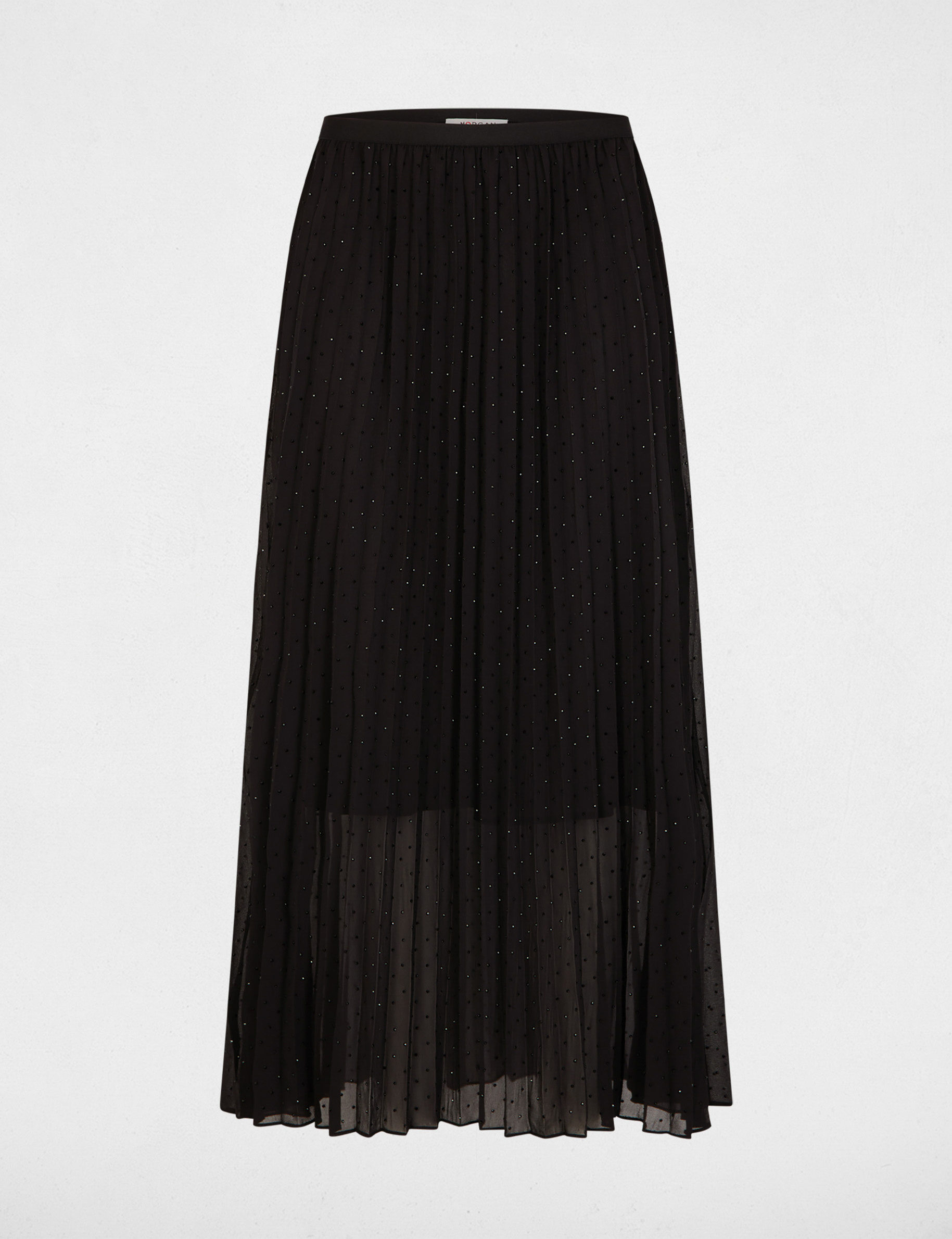Falda larga con strass negro mujer
