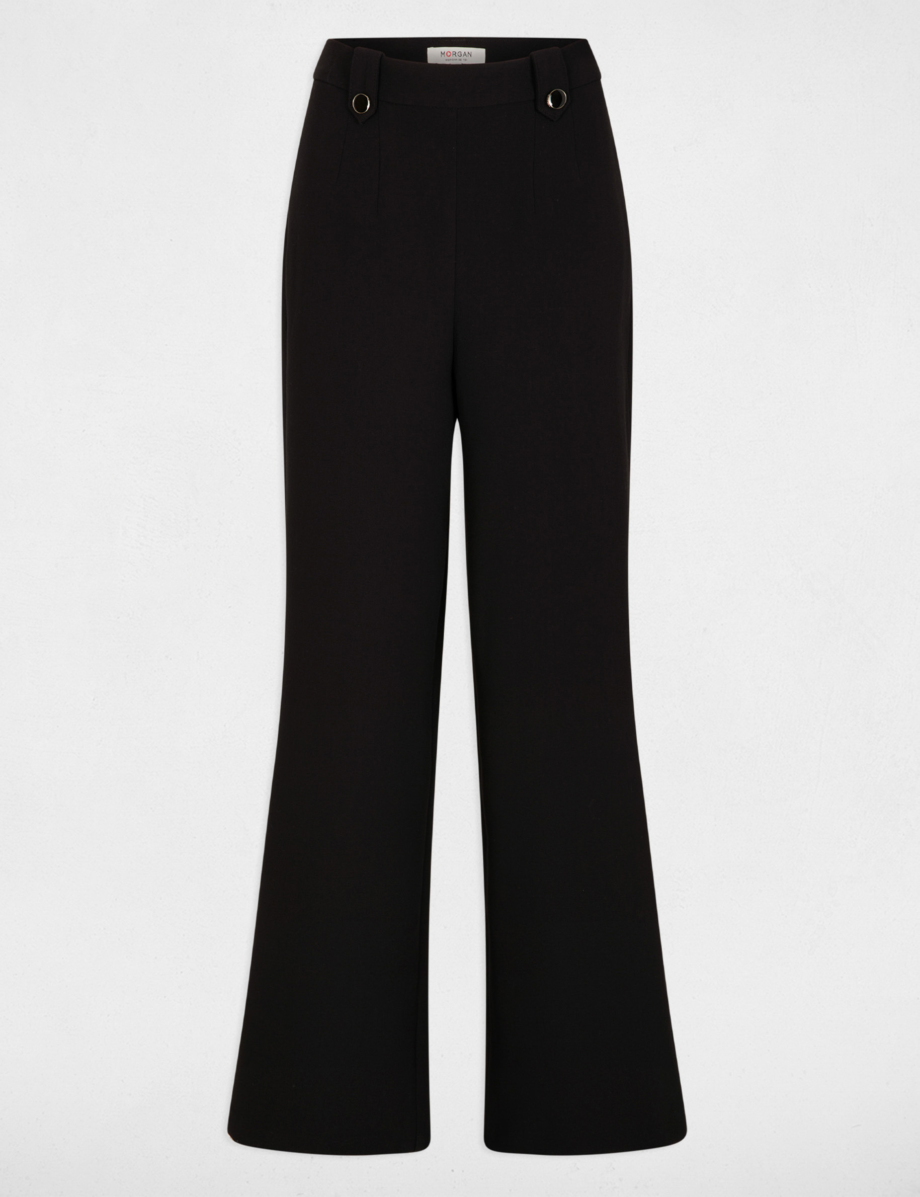 Pantal&oacute;n ancho de tiro alto negro mujer