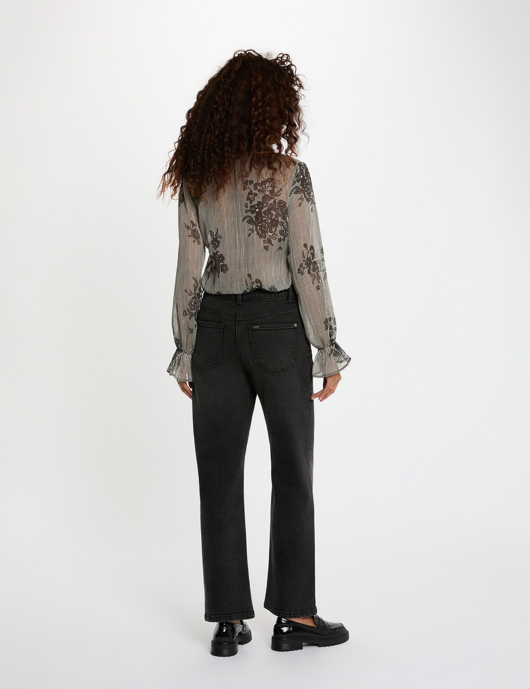 Camisa estampada cuello alto multicolor mujer