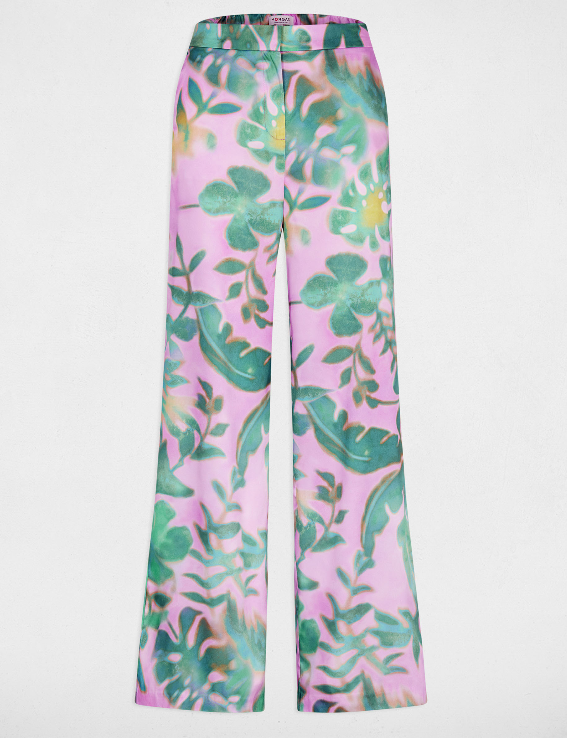 Pantal&oacute;n ancho de tiro alto multicolor mujer