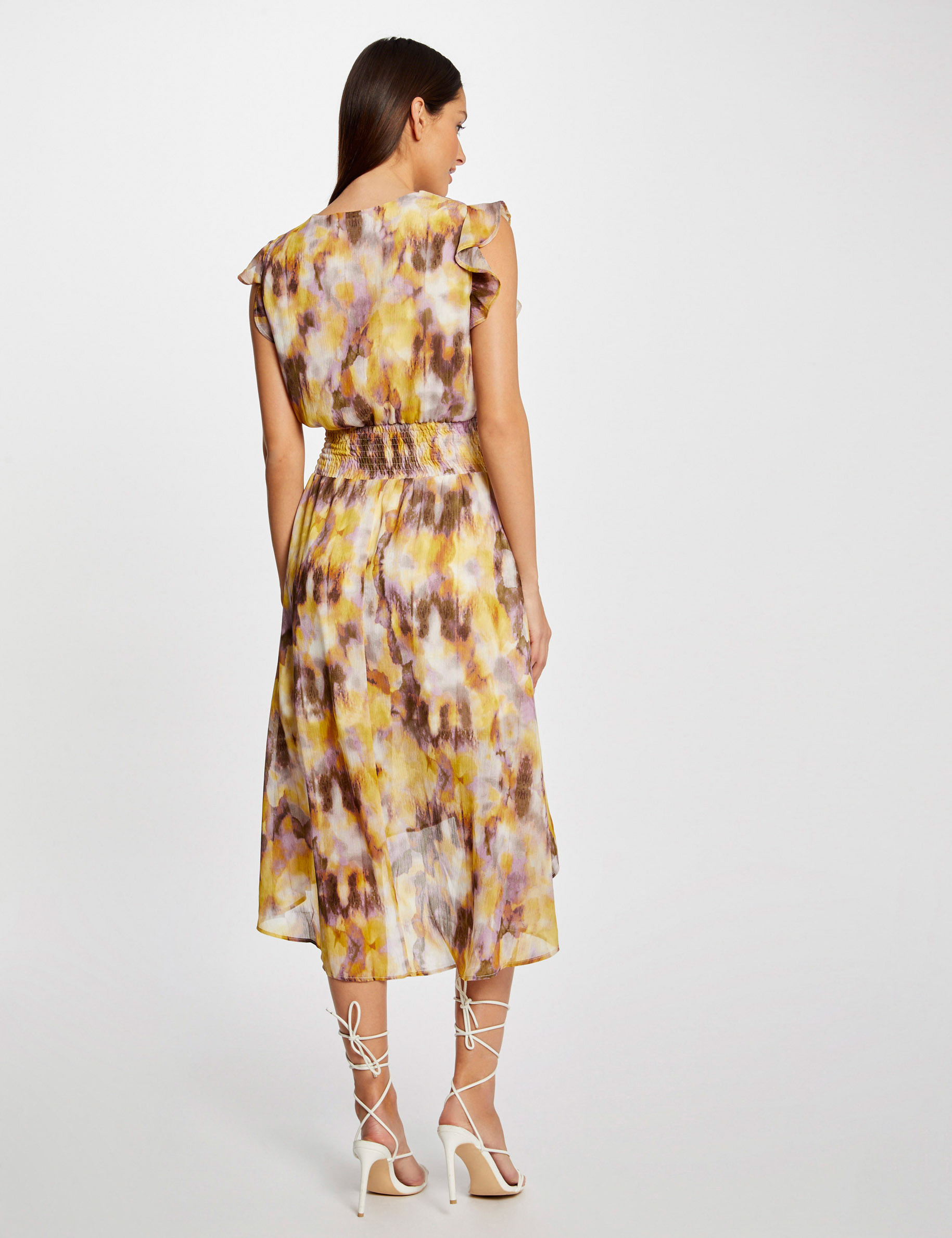 Vestido midi entallado estampado multicolor mujer Vestido midi entallado estampado multicolor mujer