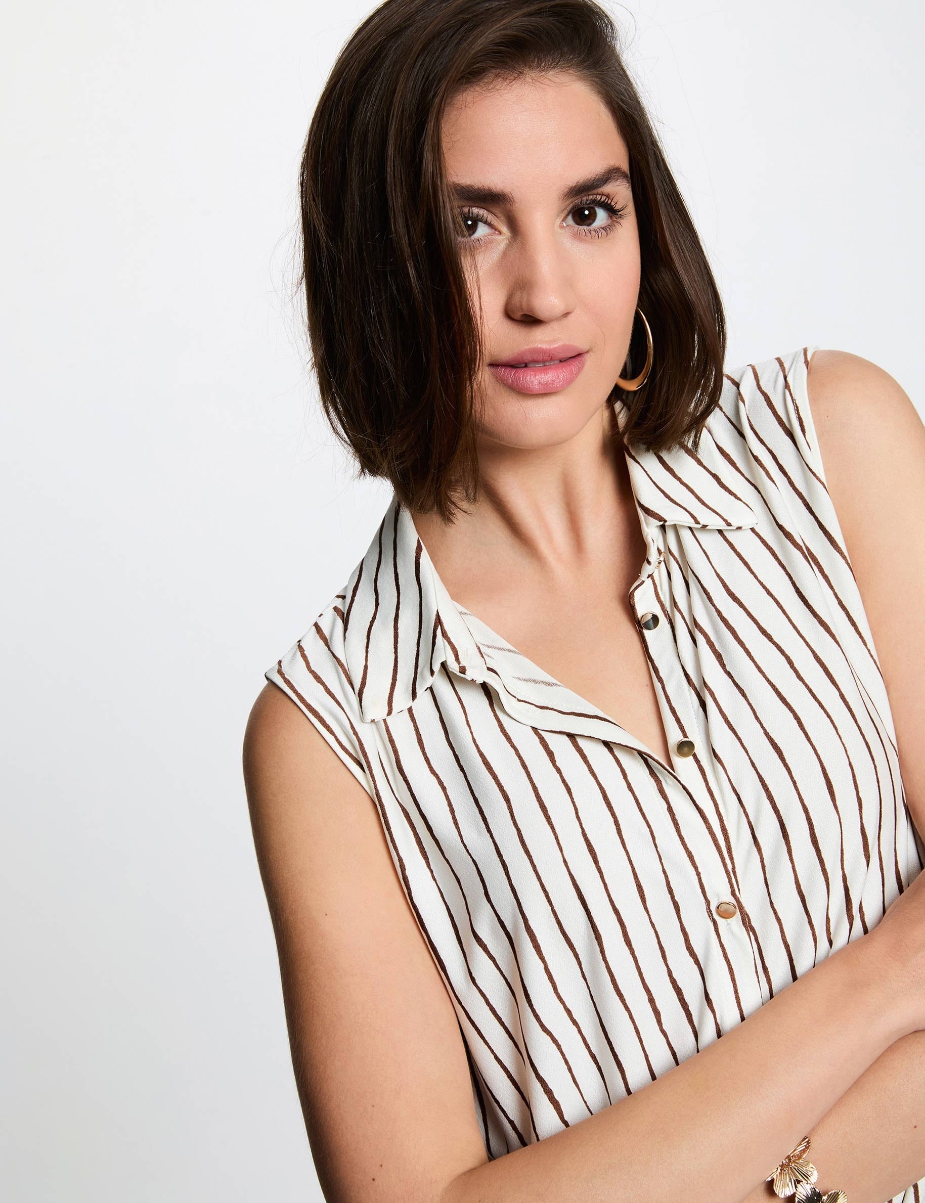 Camisa con cuello vuelto blanco mujer