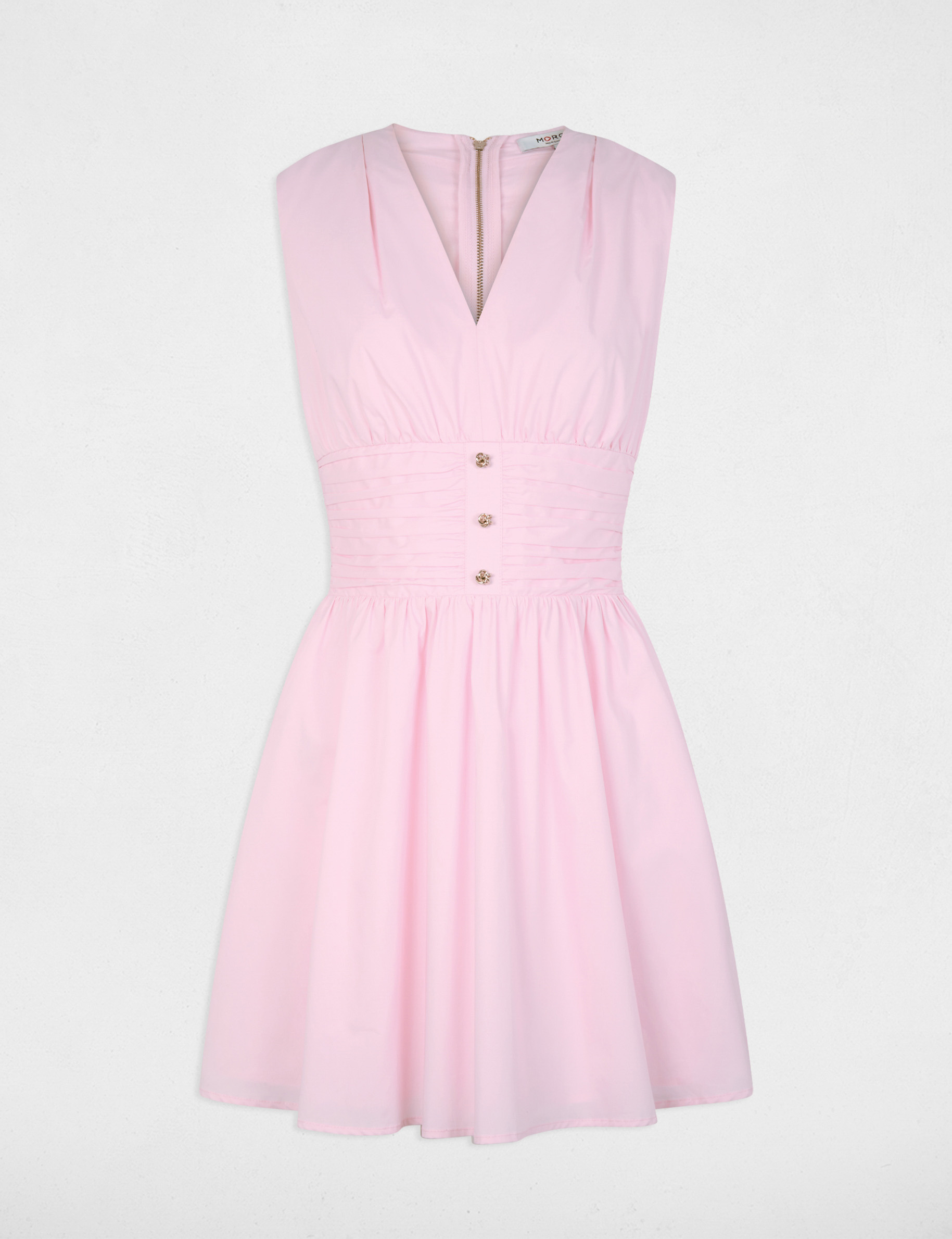 Vestido corto con cuello en v rosa mujer