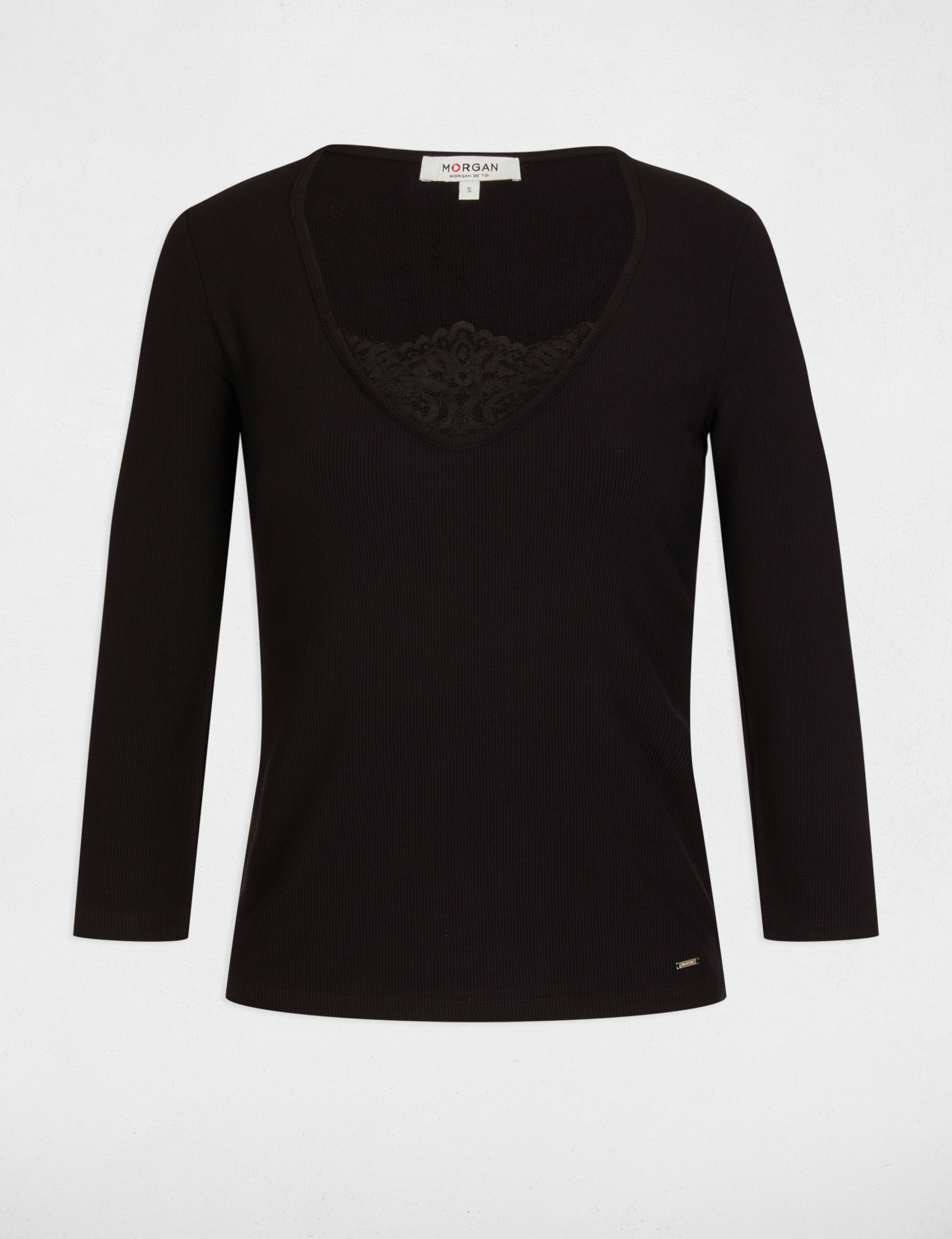 camiseta manga 34 negro mujer Camiseta manga 3/4 negro mujer