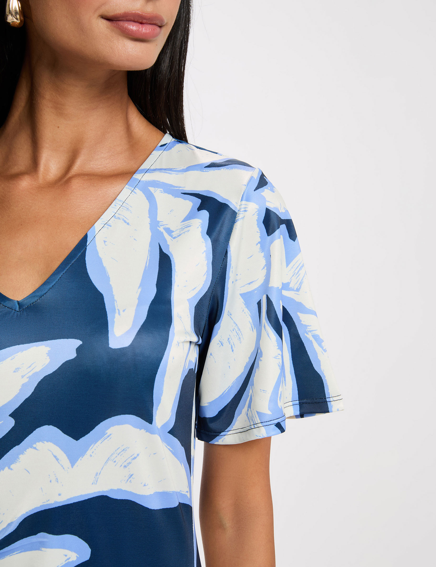 Vestido asim&eacute;trico estampado multicolor mujer