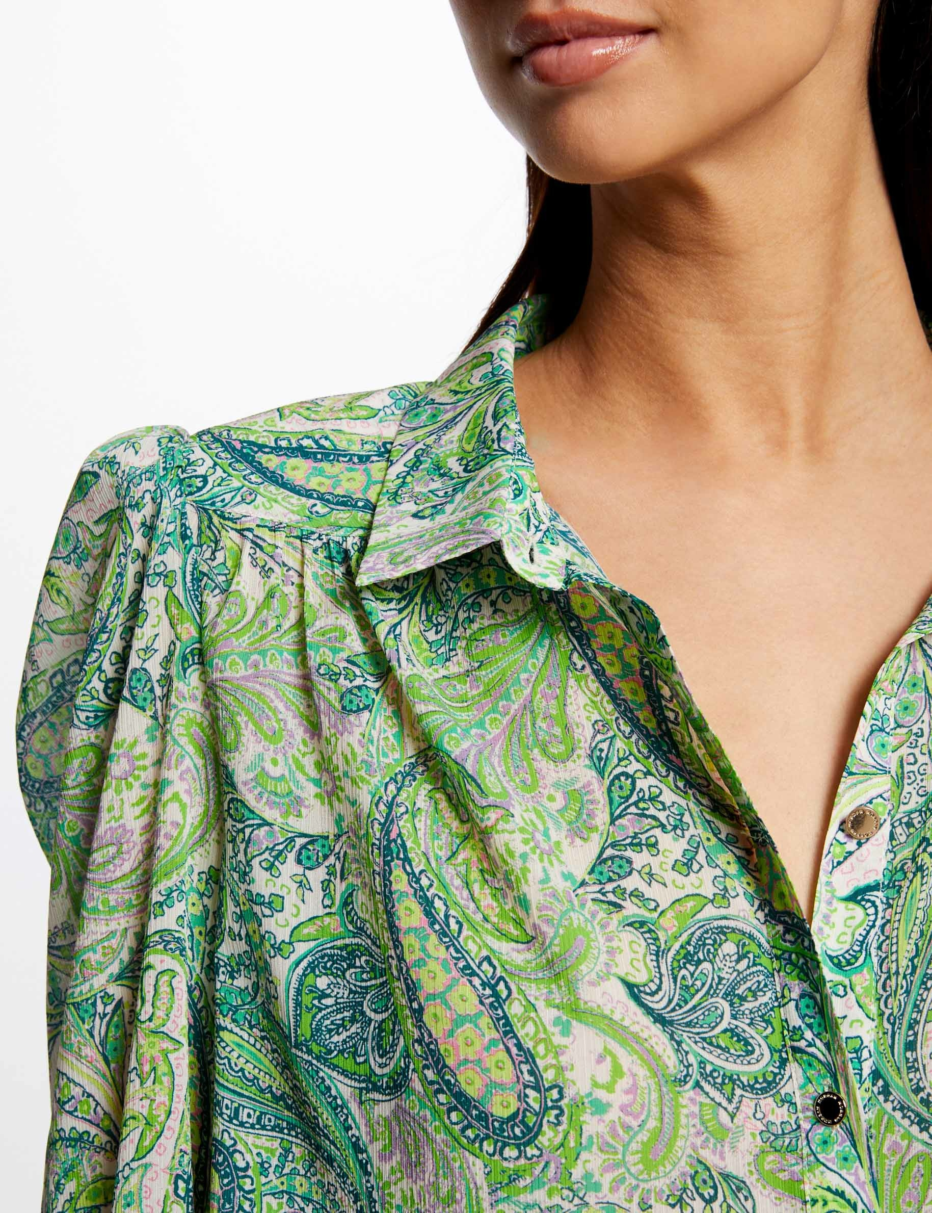 Camisa manga larga estampada multicolor mujer Camisa manga larga estampada multicolor mujer