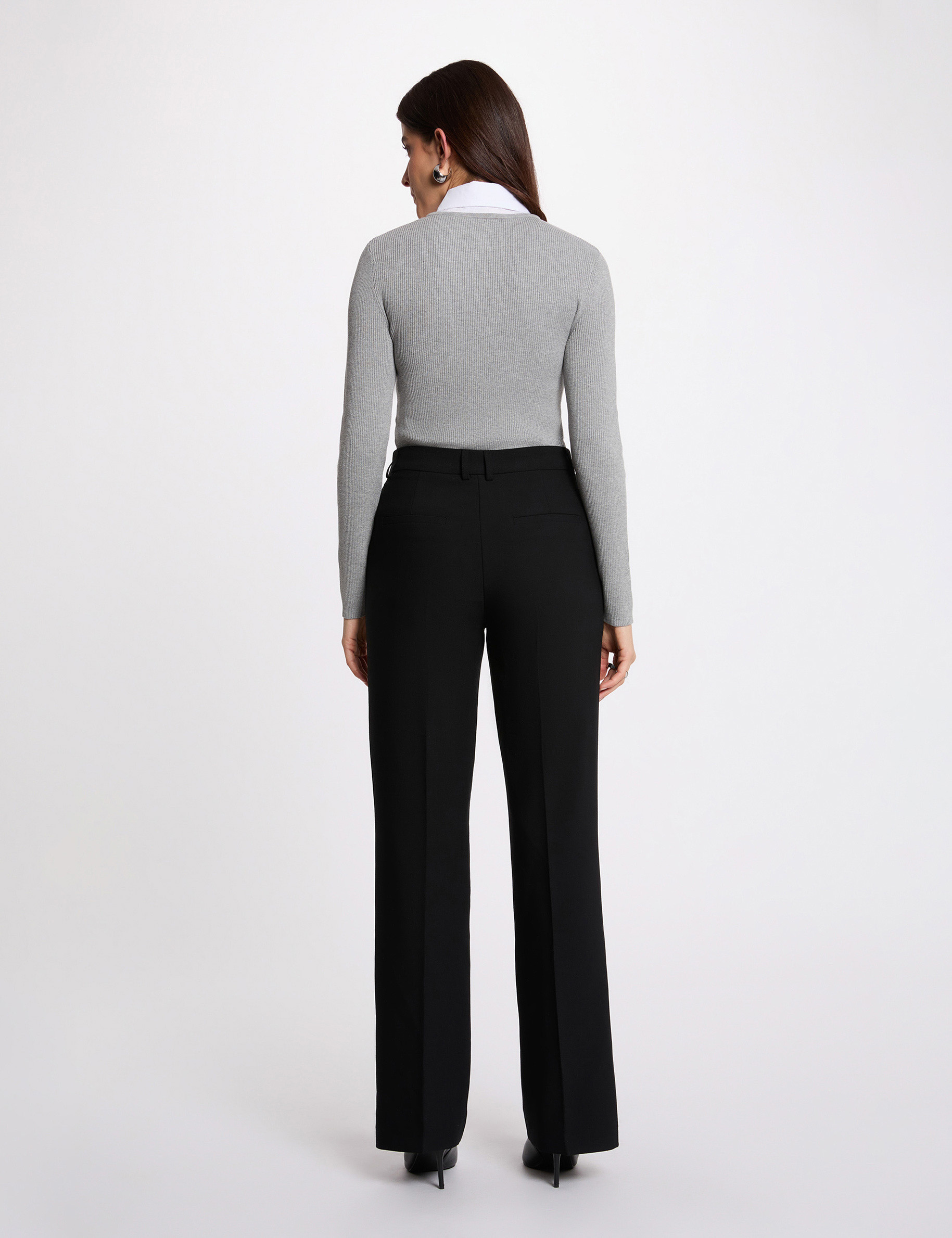 Jersey 2 en 1 con cuello vuelto gris claro mujer