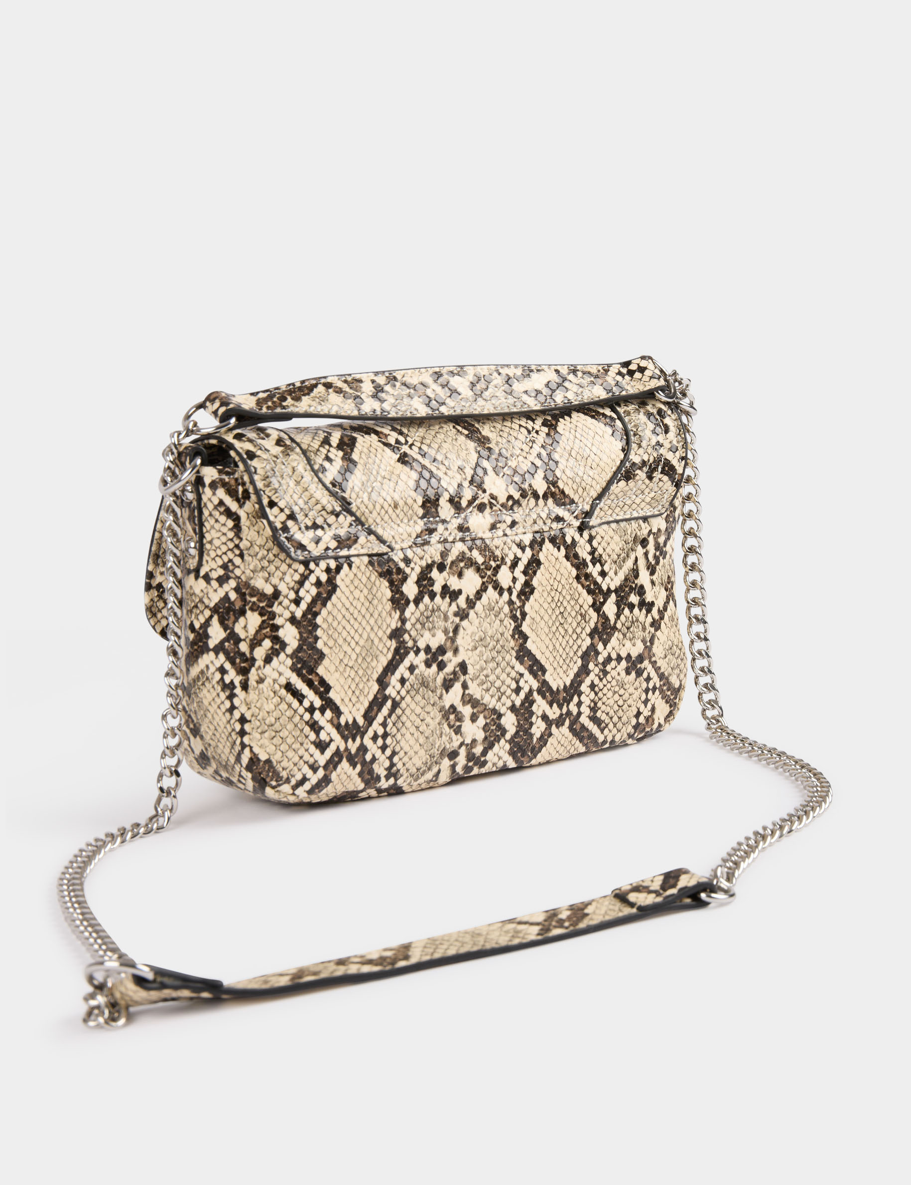 bolso estampado de piton arena mujer Bolso estampado de pitón arena mujer