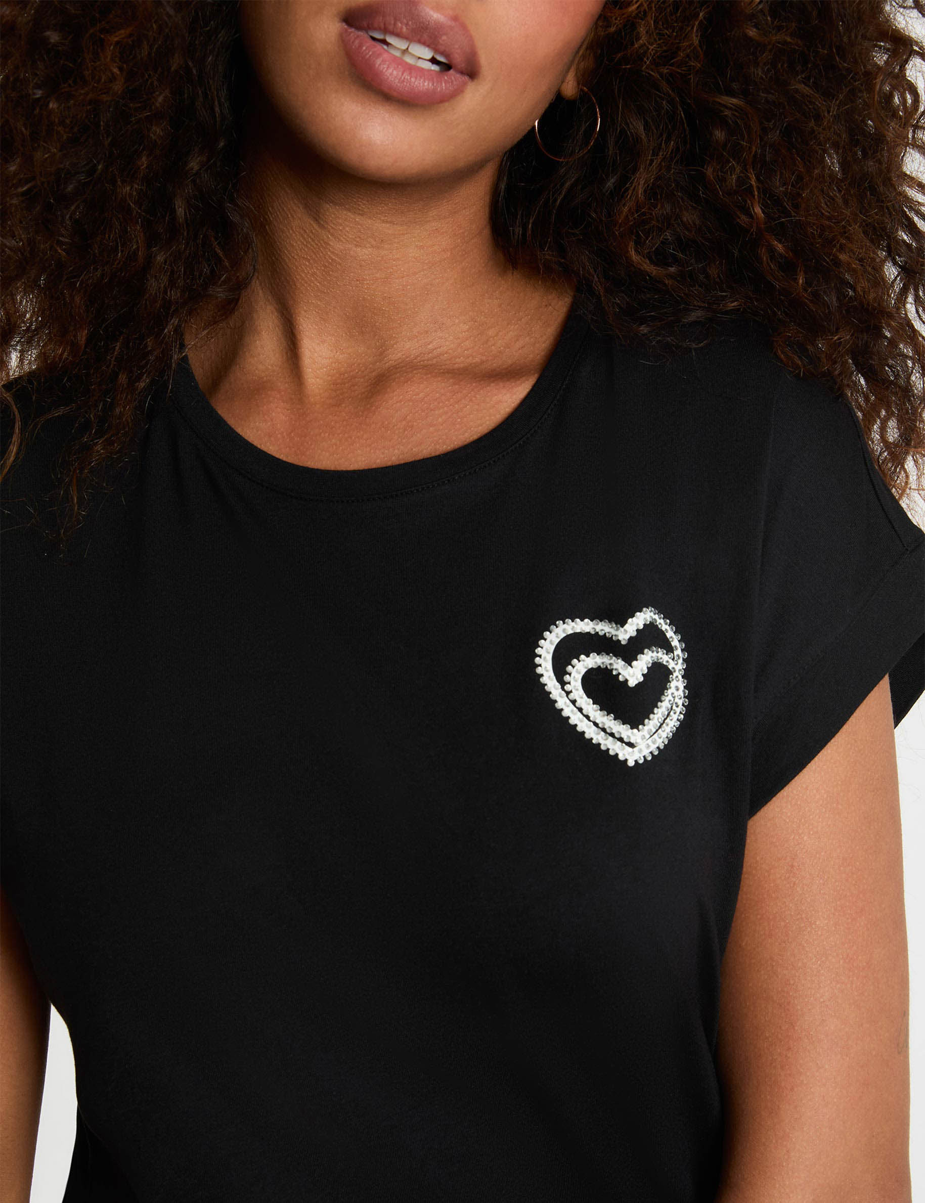 Camiseta de manga corta negro mujer