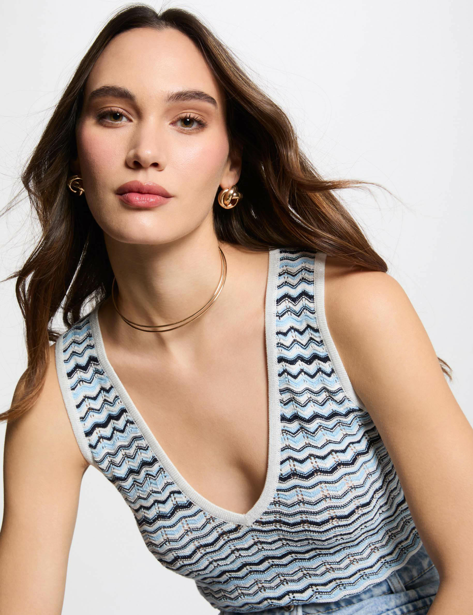 top punto sin mangas multicolor mujer Top punto sin mangas multicolor mujer