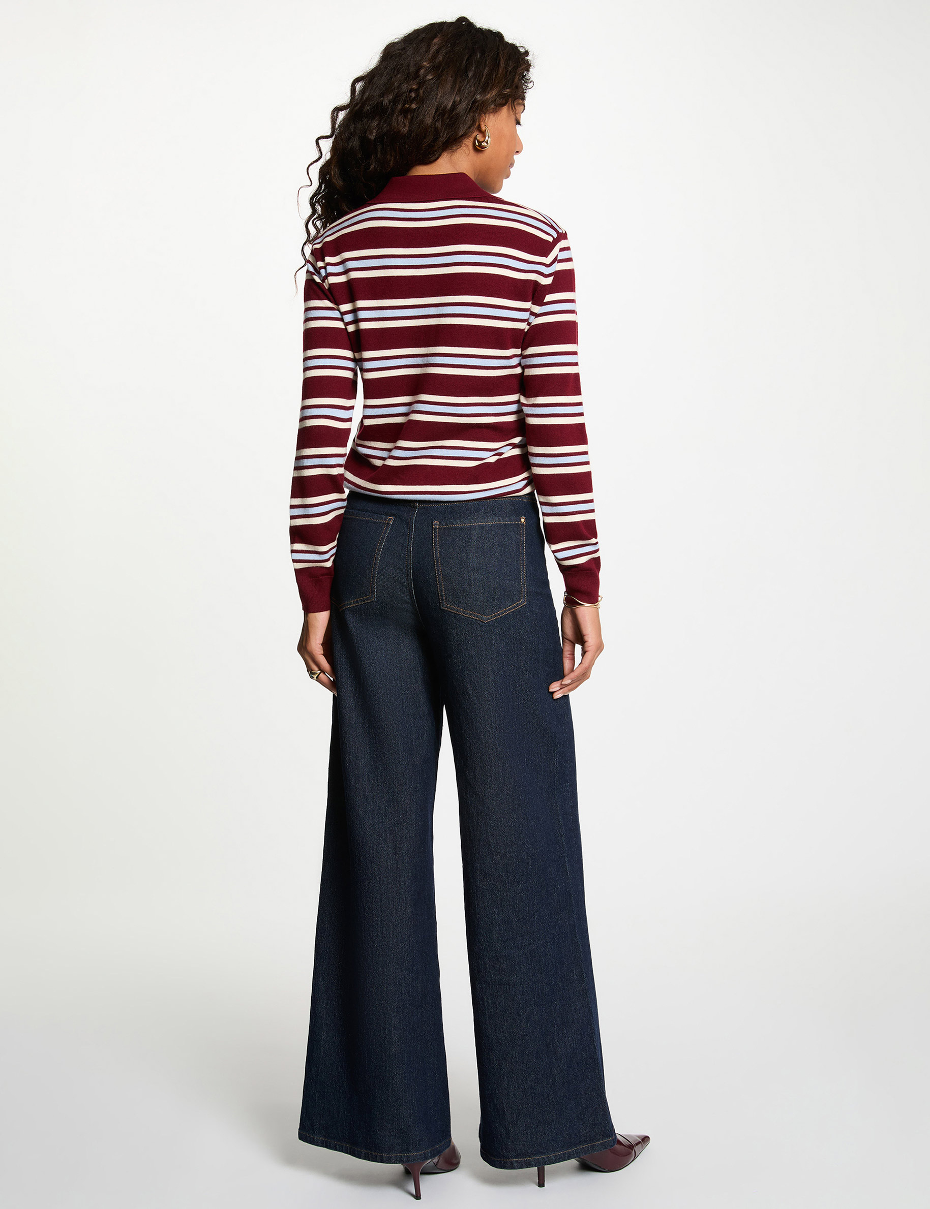 Jersey con cuello vuelto burdeos mujer