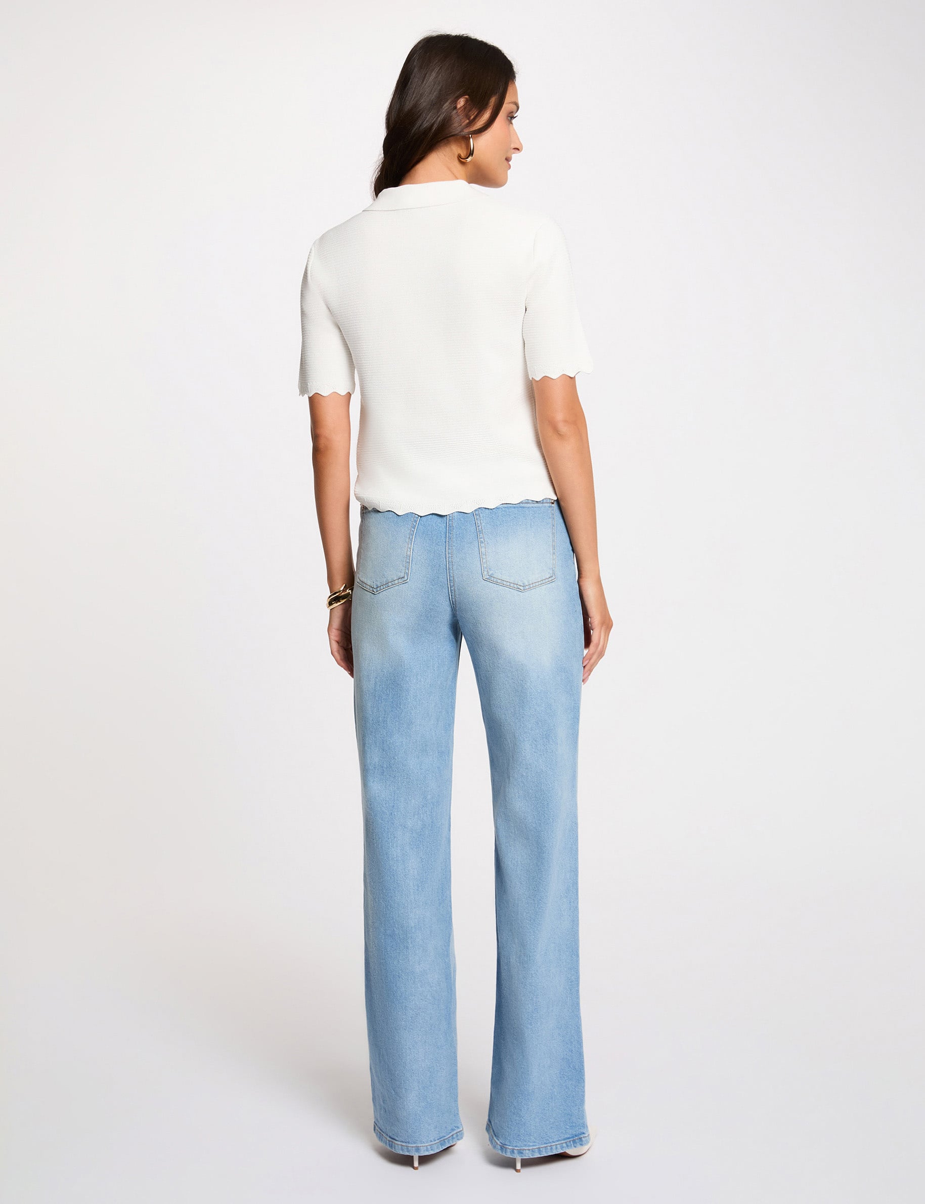 Jersey calado bordado blanco mujer