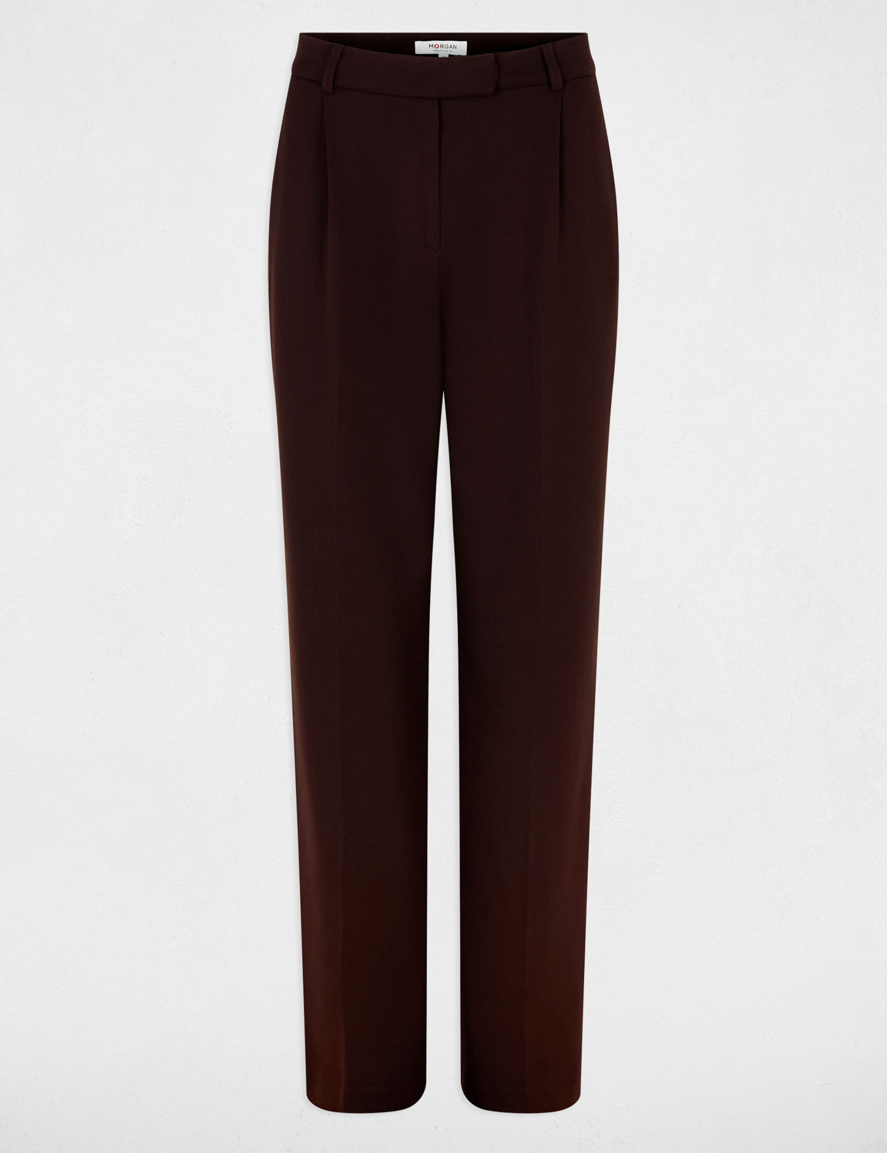 Pantal&oacute;n ancho de tiro alto marr&oacute;n oscuro mujer