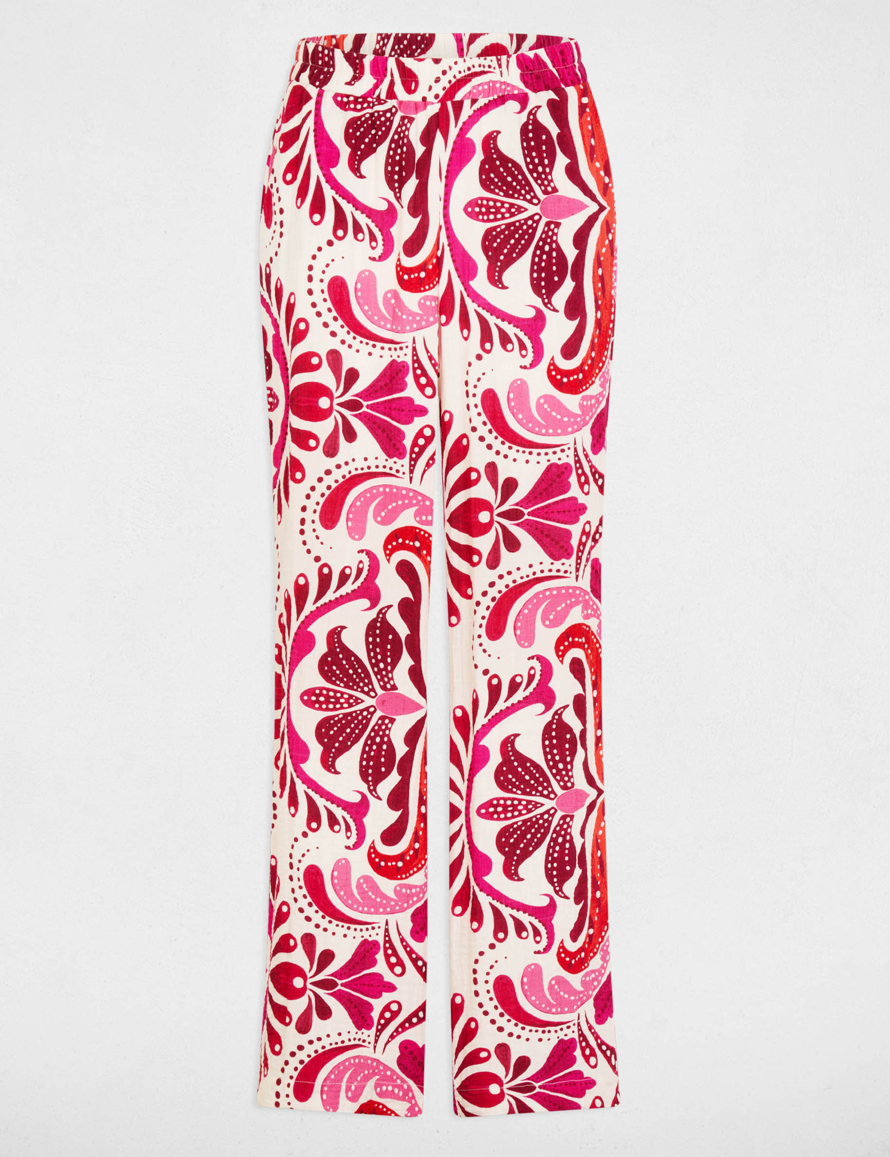 Pantal&oacute;n recto fluido multicolor mujer