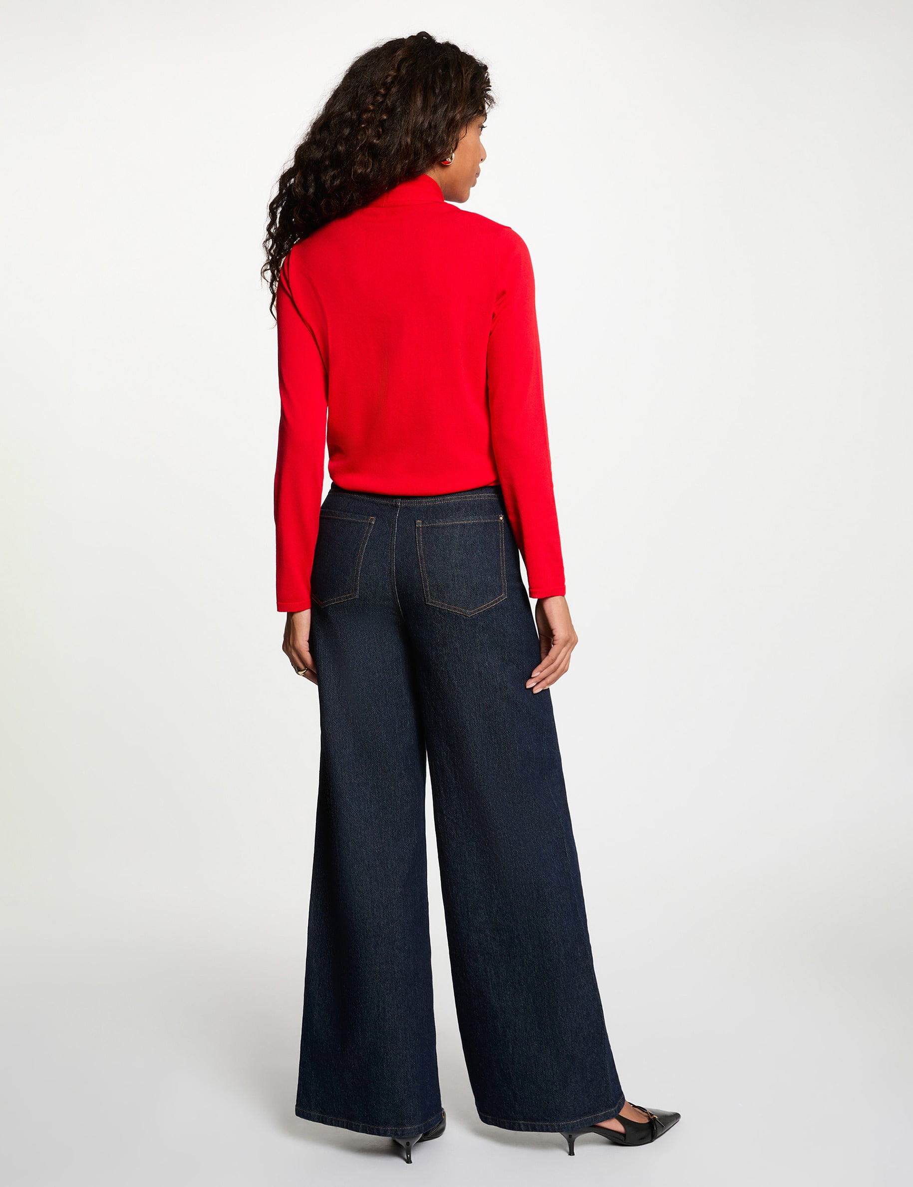 Jersey con cuello chal rojo mujer