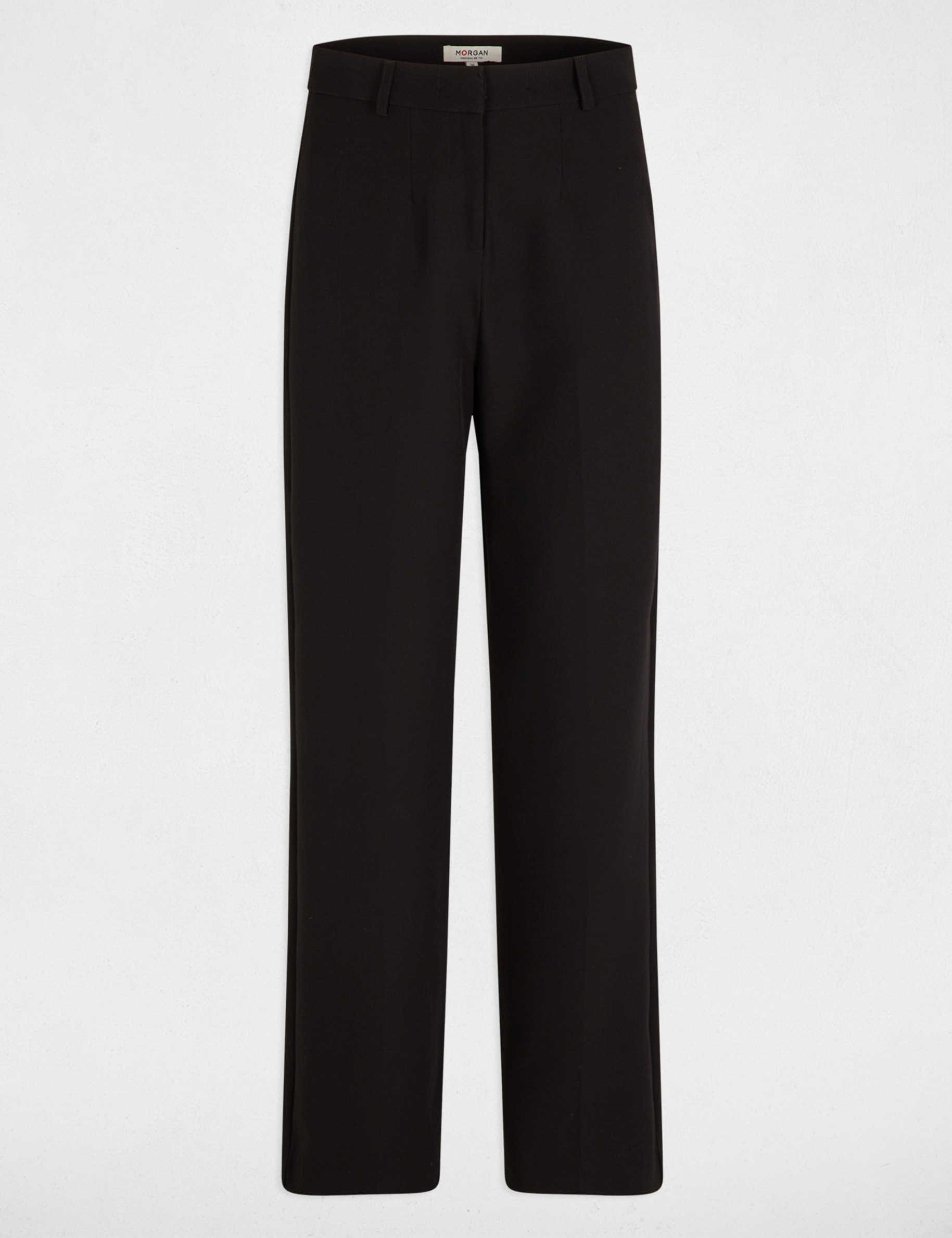 pantalon recto con pinzas negro mujer Pantalón recto con pinzas negro mujer