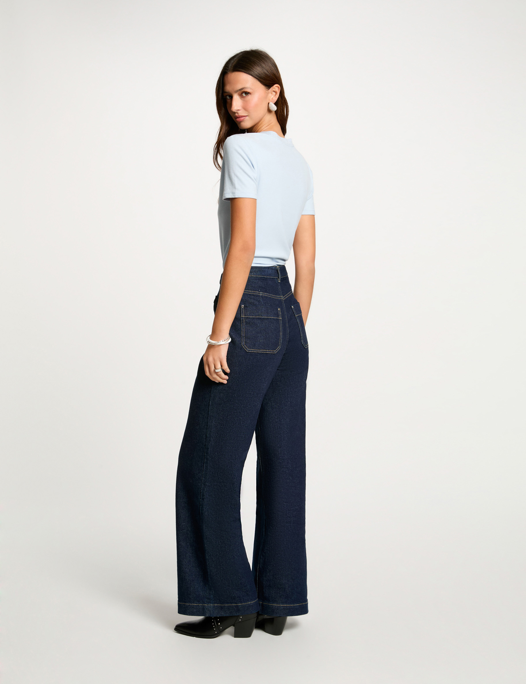 Camiseta manga corta azul cielo mujer