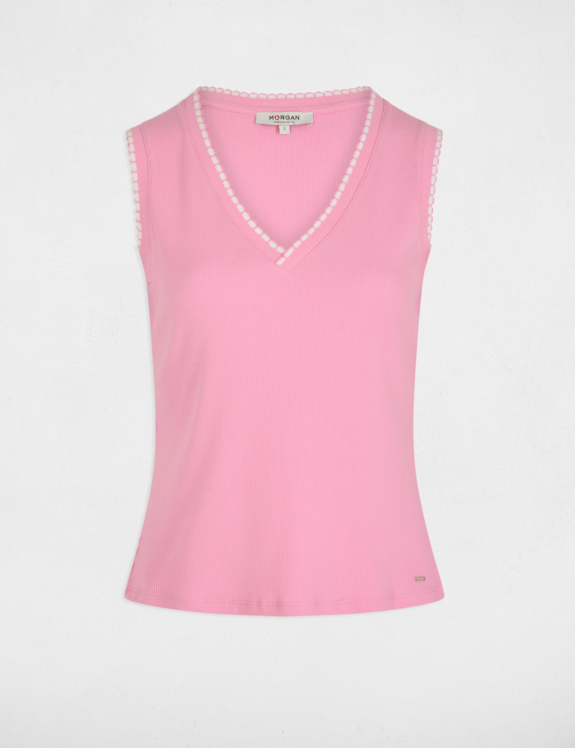 Top sin manga rosa mujer