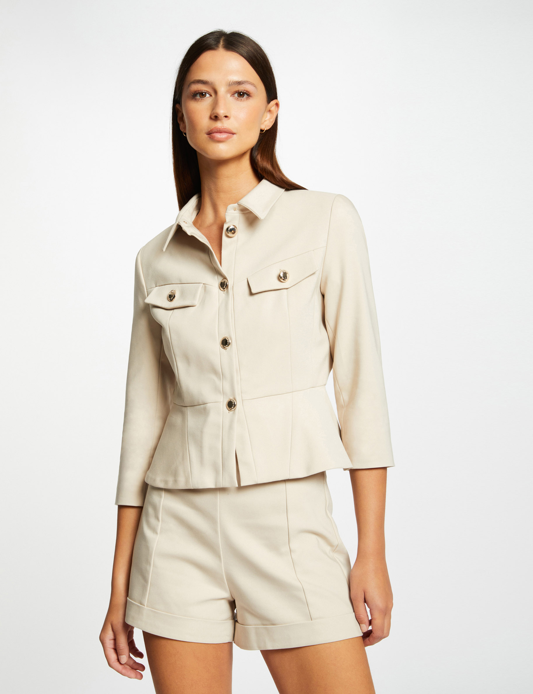 short city recto talle alto beige mujer Short city recto talle alto beige mujer