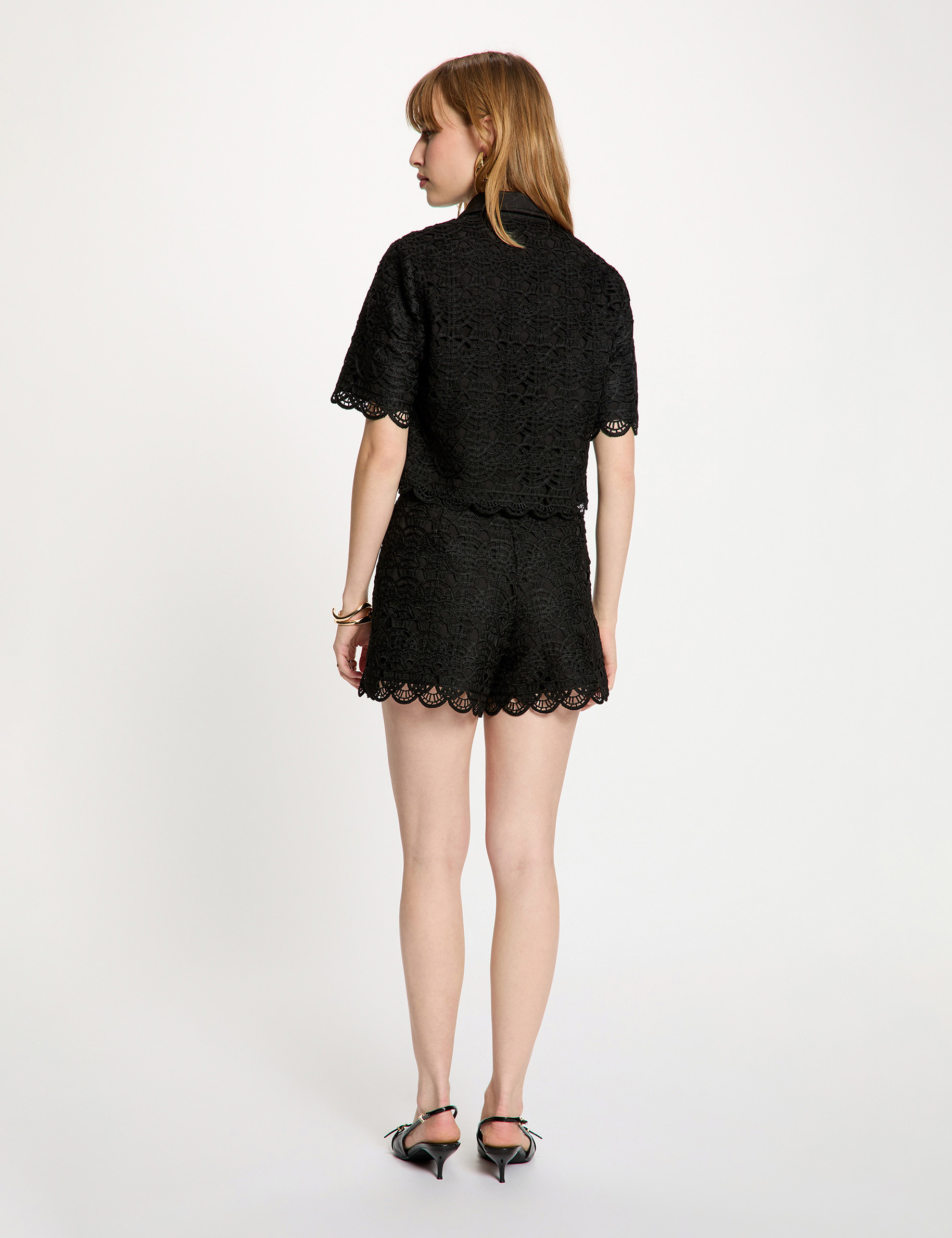 Camisa manga corta negro mujer