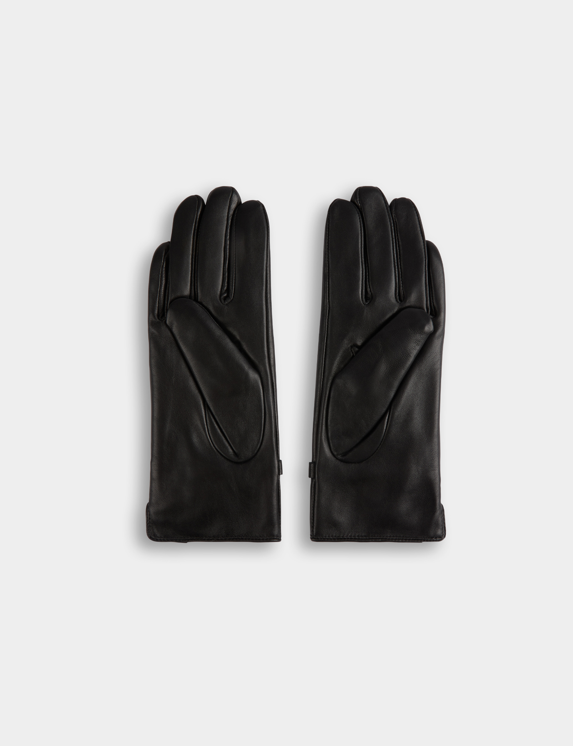 Guantes de imitaci&oacute;n cuero negro mujer