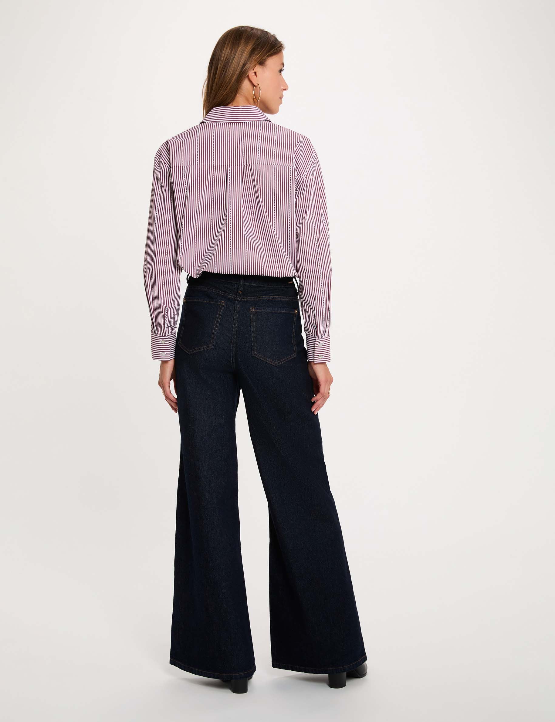Camisa rayada con strass multicolor mujer