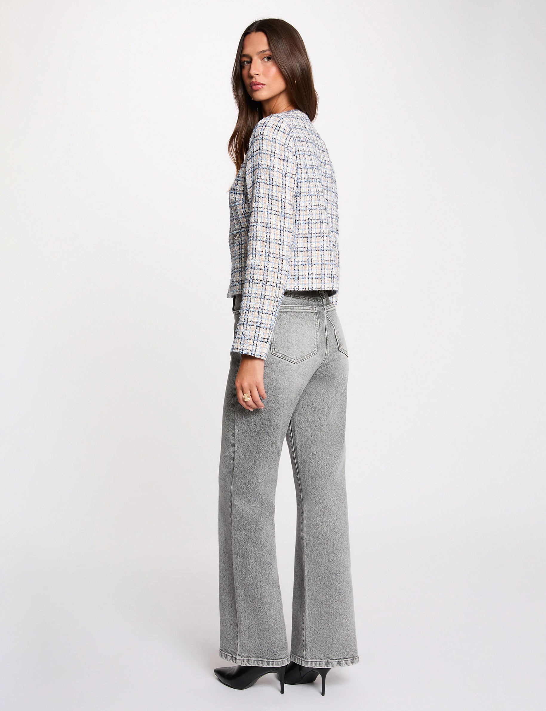 Chaqueta entallada de tweed multicolor mujer
