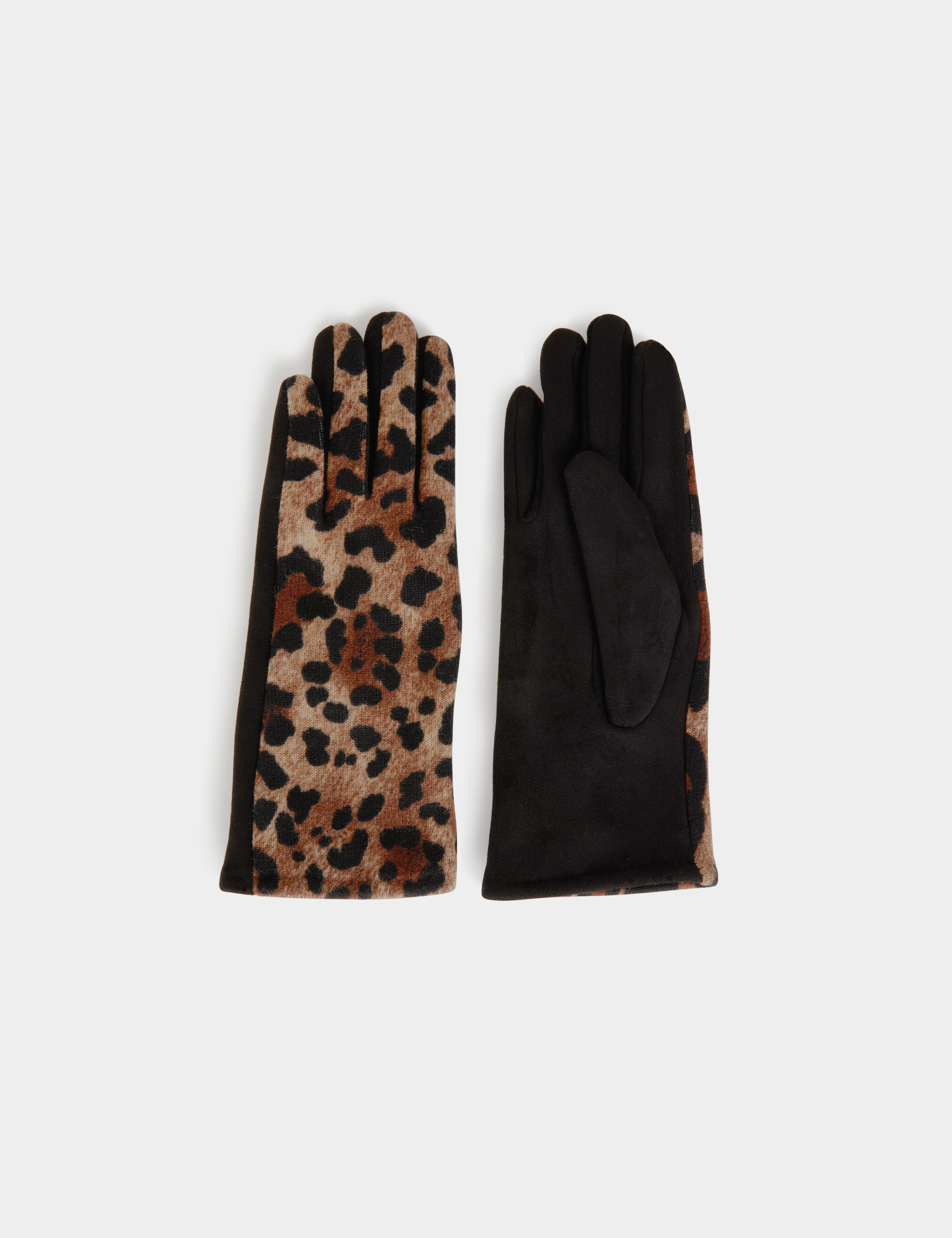 Guantes estampado de leopardo negro mujer