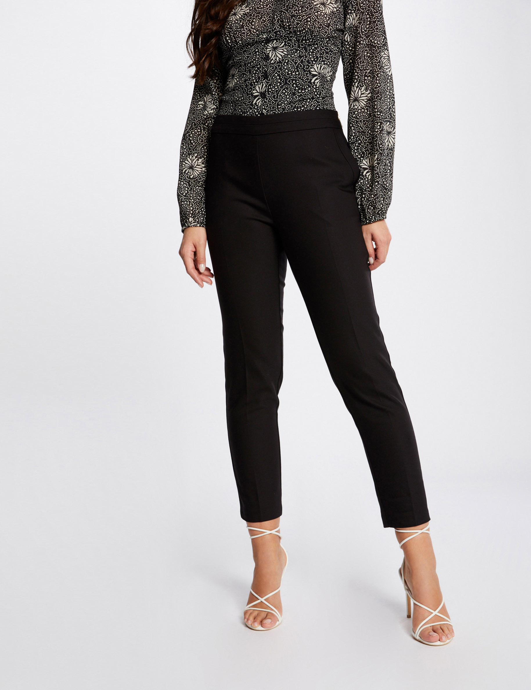 pantalon cigarette estilo corto negro mujer Pantalón cigarette estilo corto negro mujer