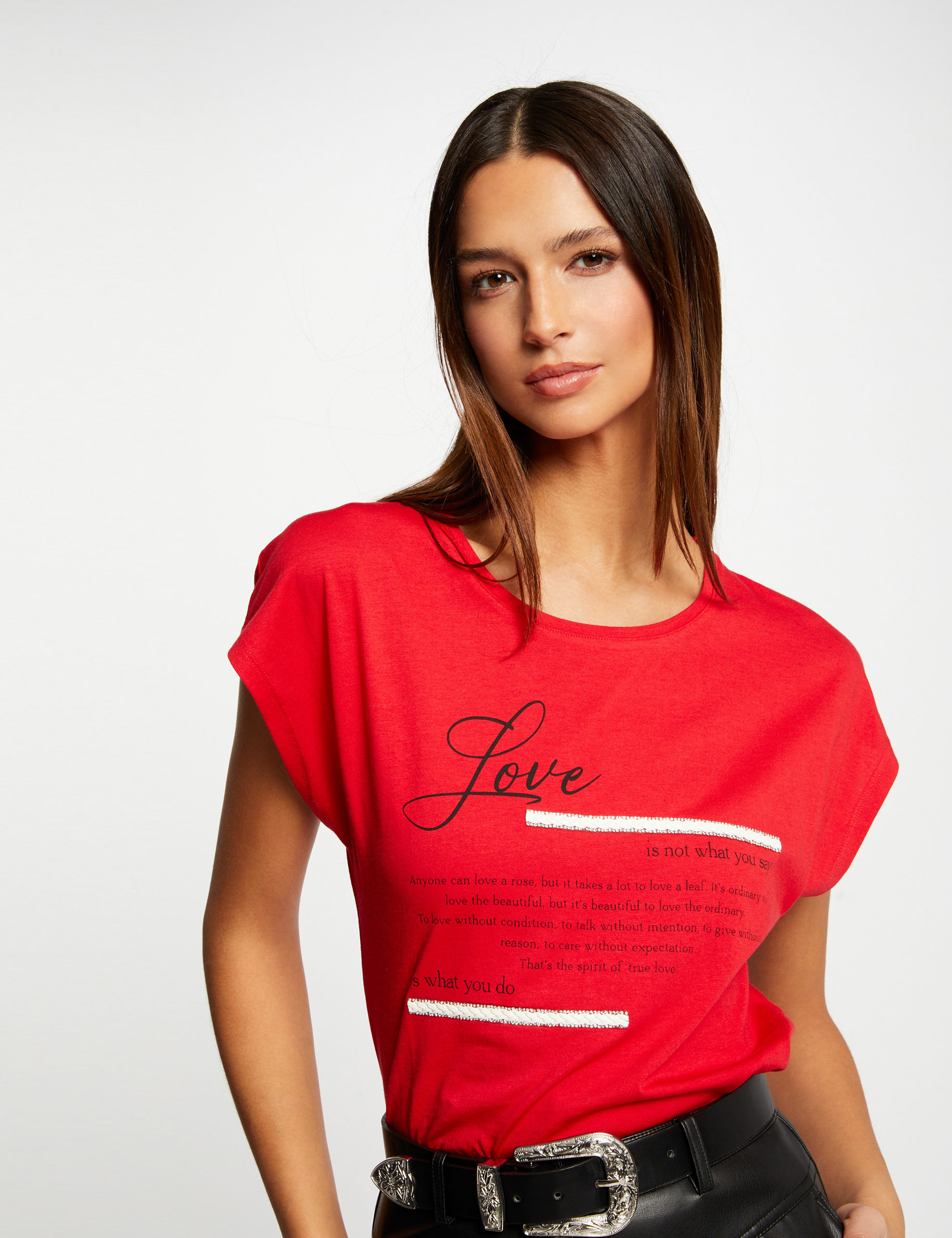 Camiseta de manga corta rojo mujer Camiseta de manga corta rojo mujer
