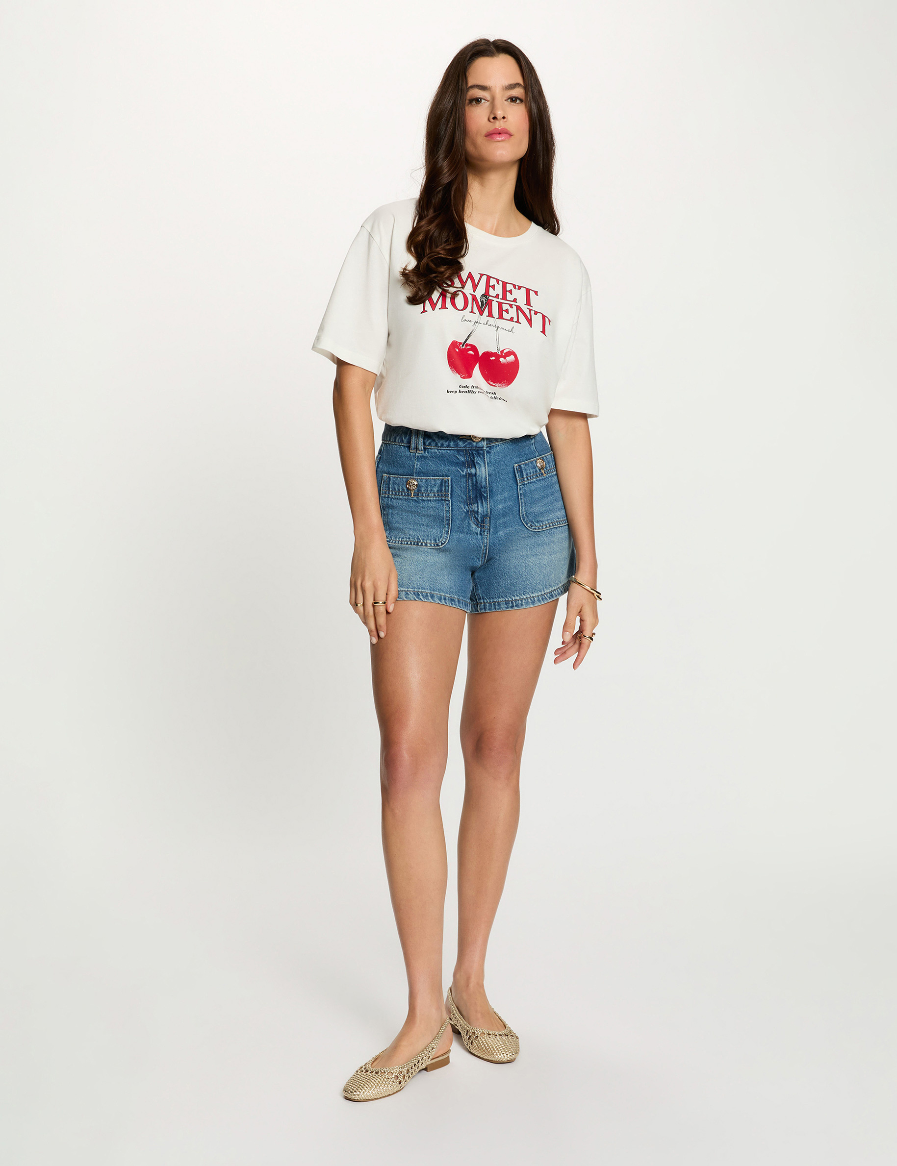 Short vaquero slim denim stone mujer