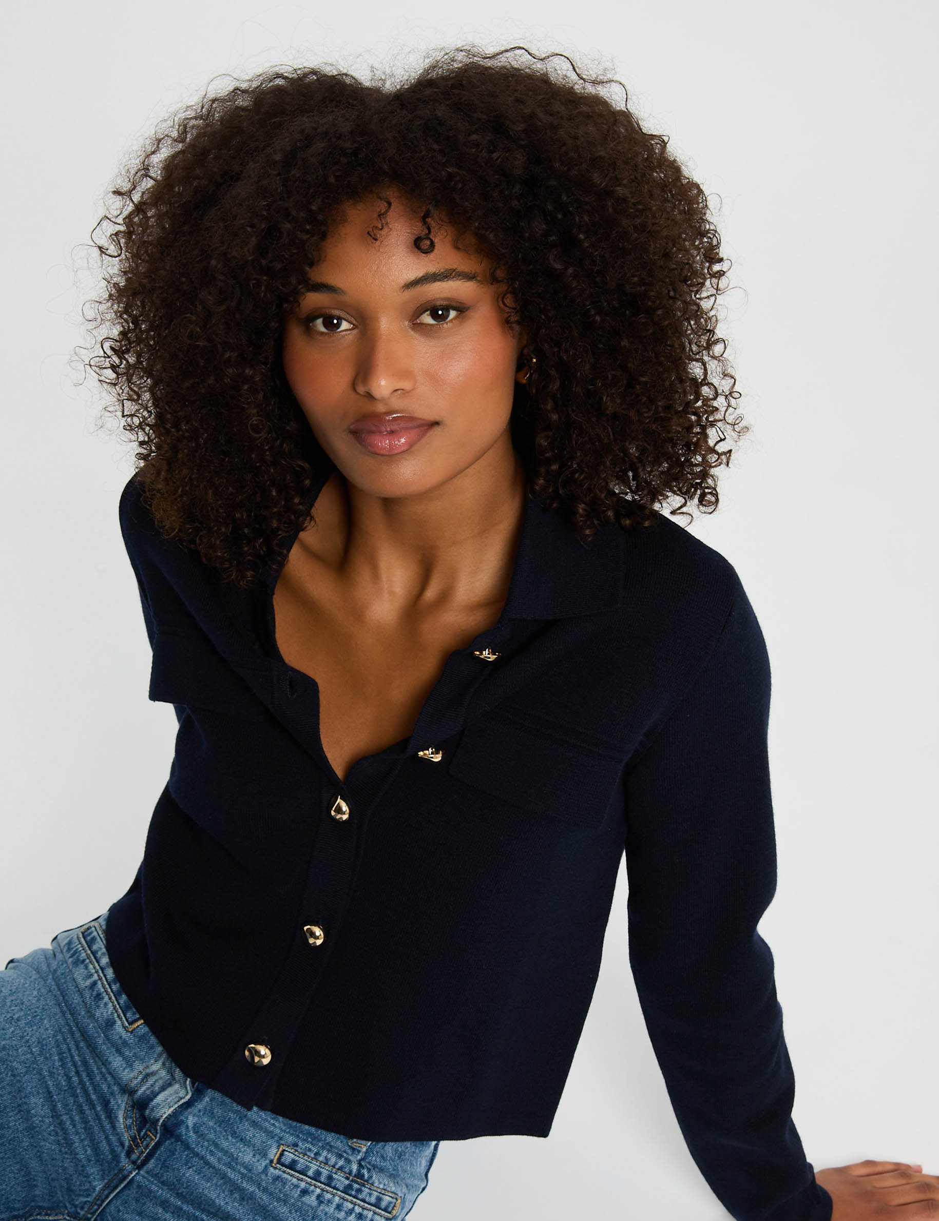 cardigan manga larga azul marino mujer Cárdigan manga larga azul marino mujer