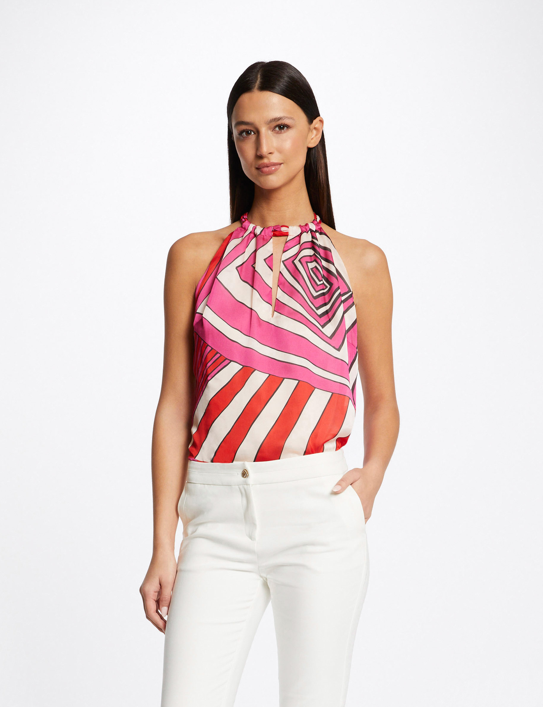Blusa sin mangas estampado geométrico multicolor mujer Blusa sin mangas estampado geométrico multicolor mujer