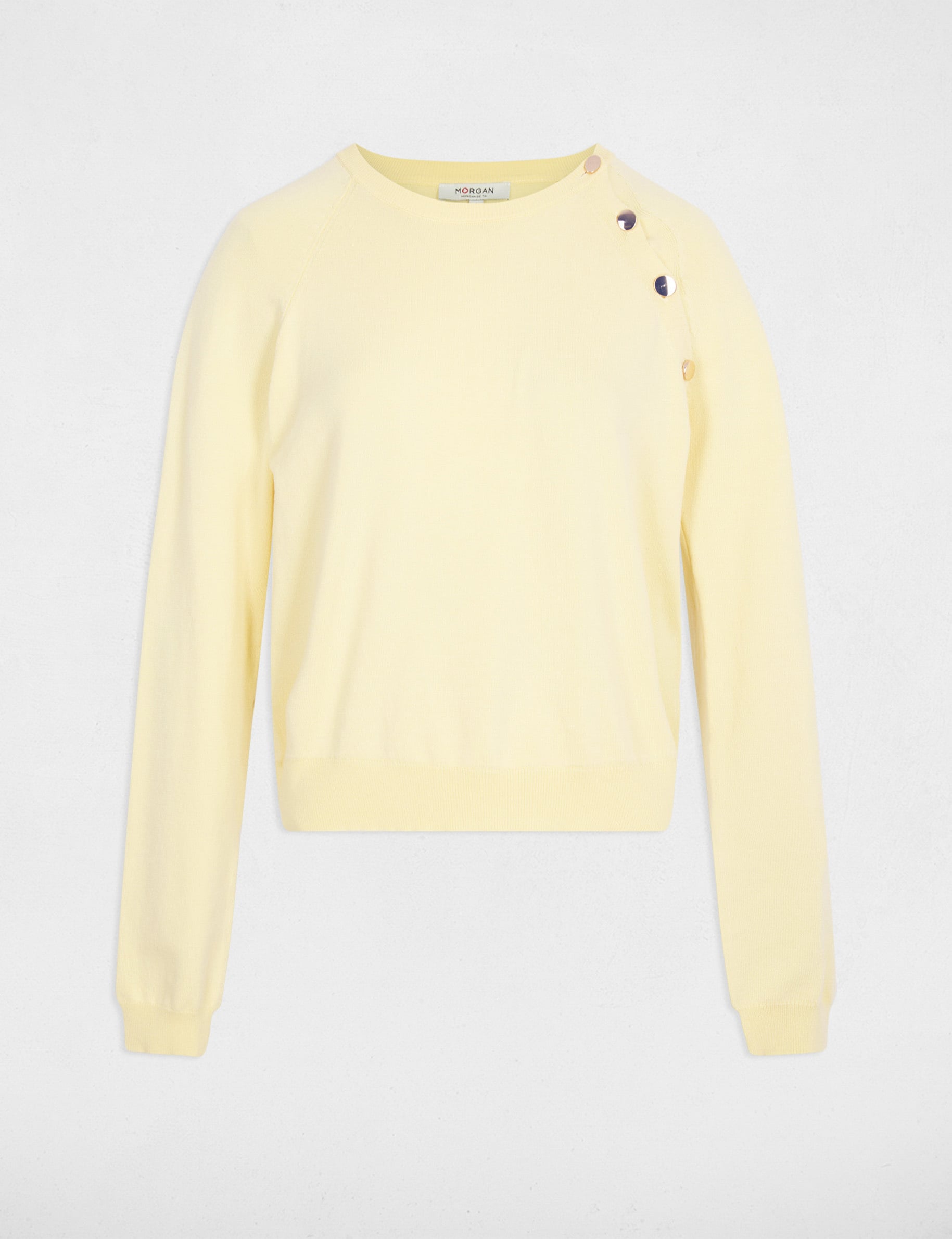 Jersey fino ajustado amarillo claro mujer