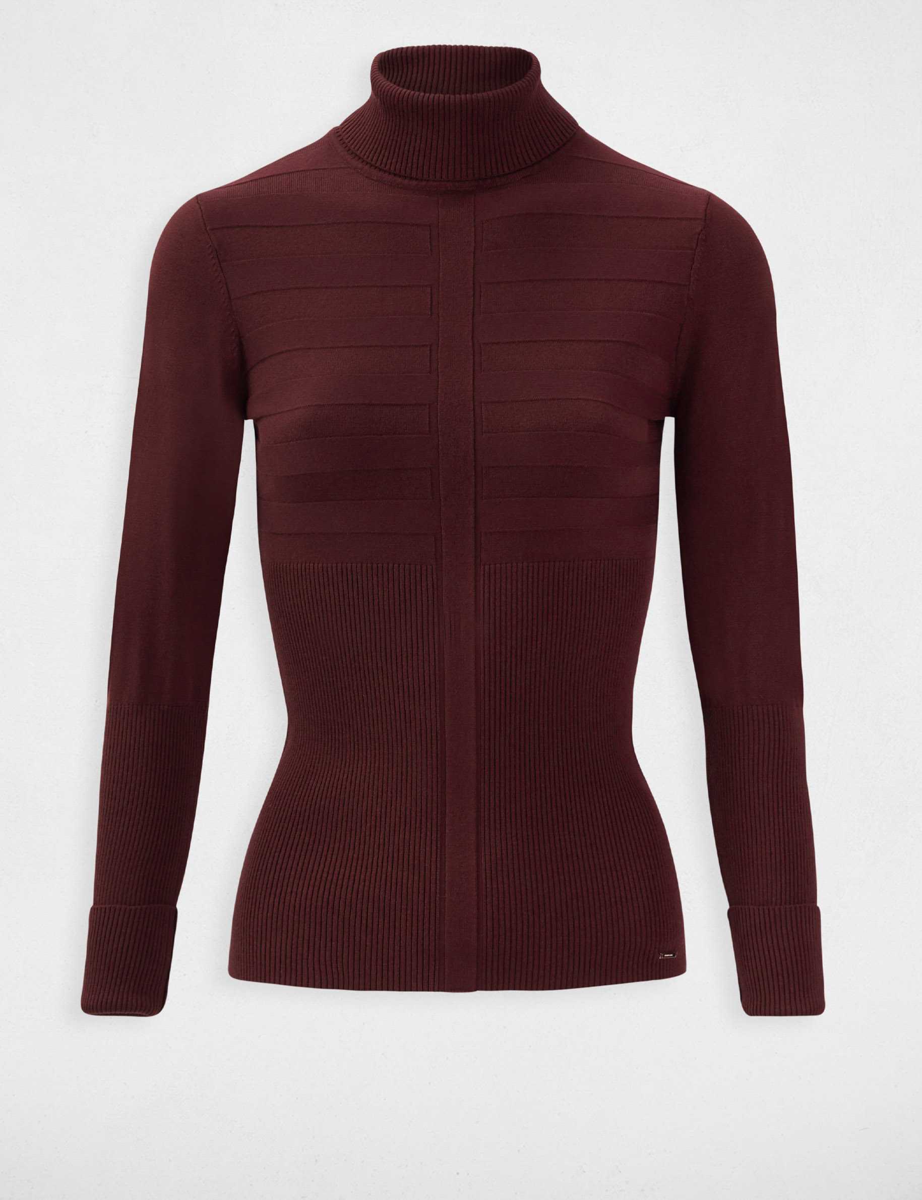 Jersey de cuello alto ajustado violeta oscuro mujer