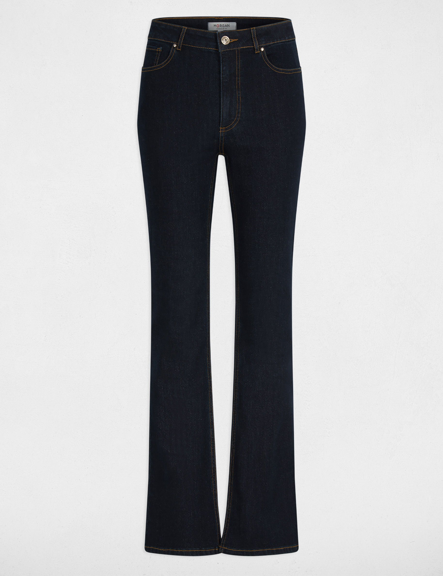 Vaqueros bootcut de tiro alto denim crudo mujer