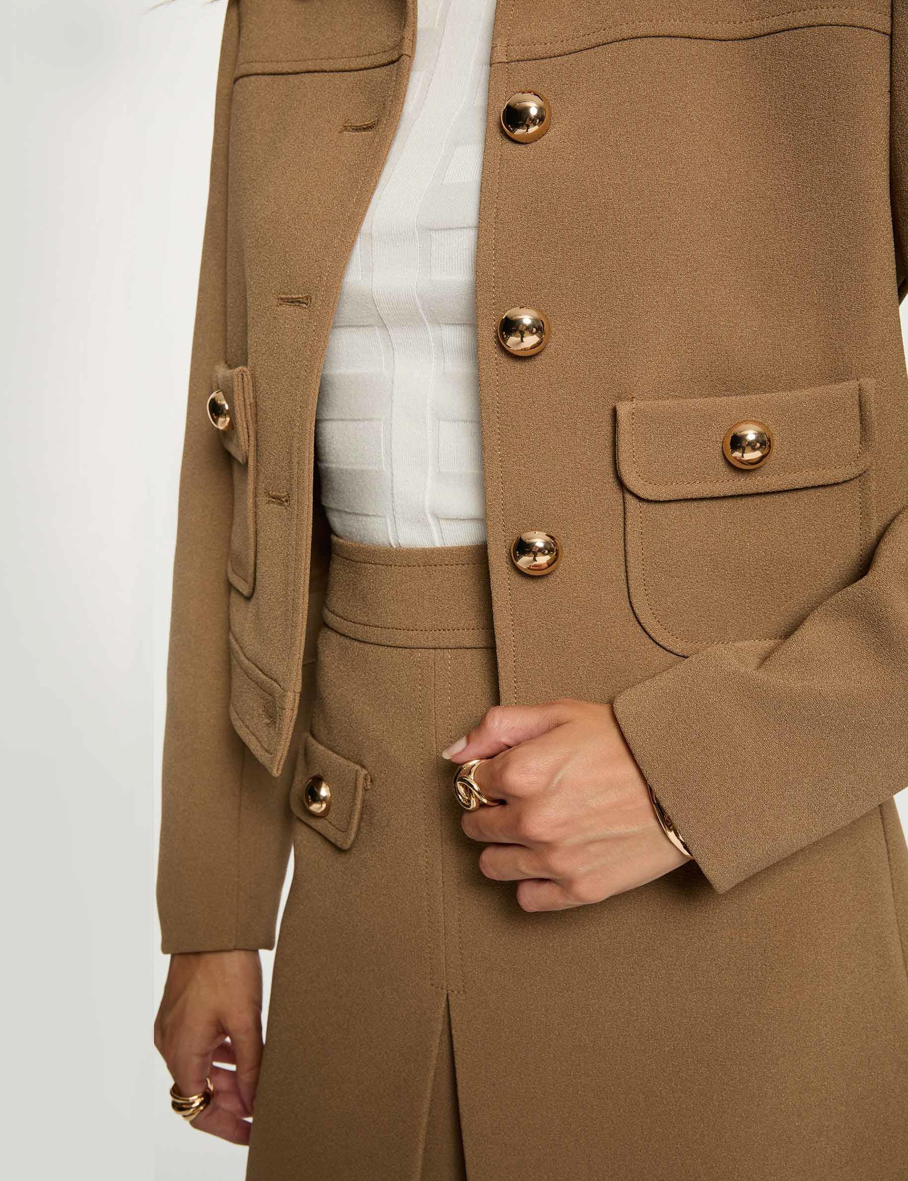 chaqueta corta sin mangas arena mujer Chaqueta corta sin mangas arena mujer