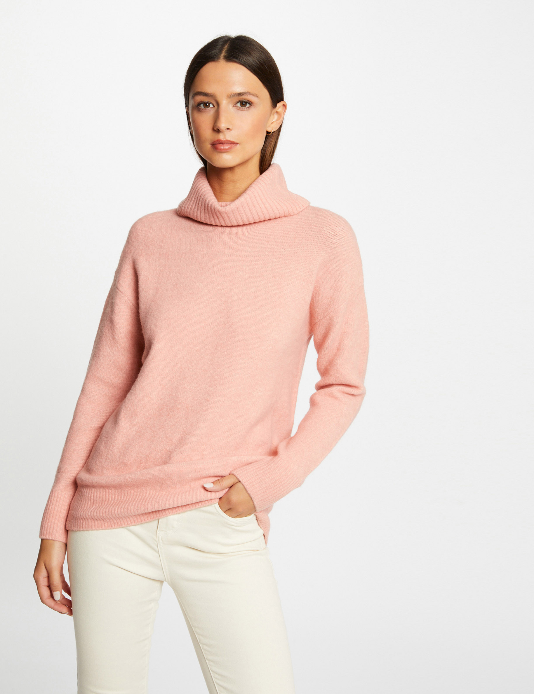 jersey manga larga con cuello de tortuga corail mujer Jersey manga larga con cuello de tortuga corail mujer