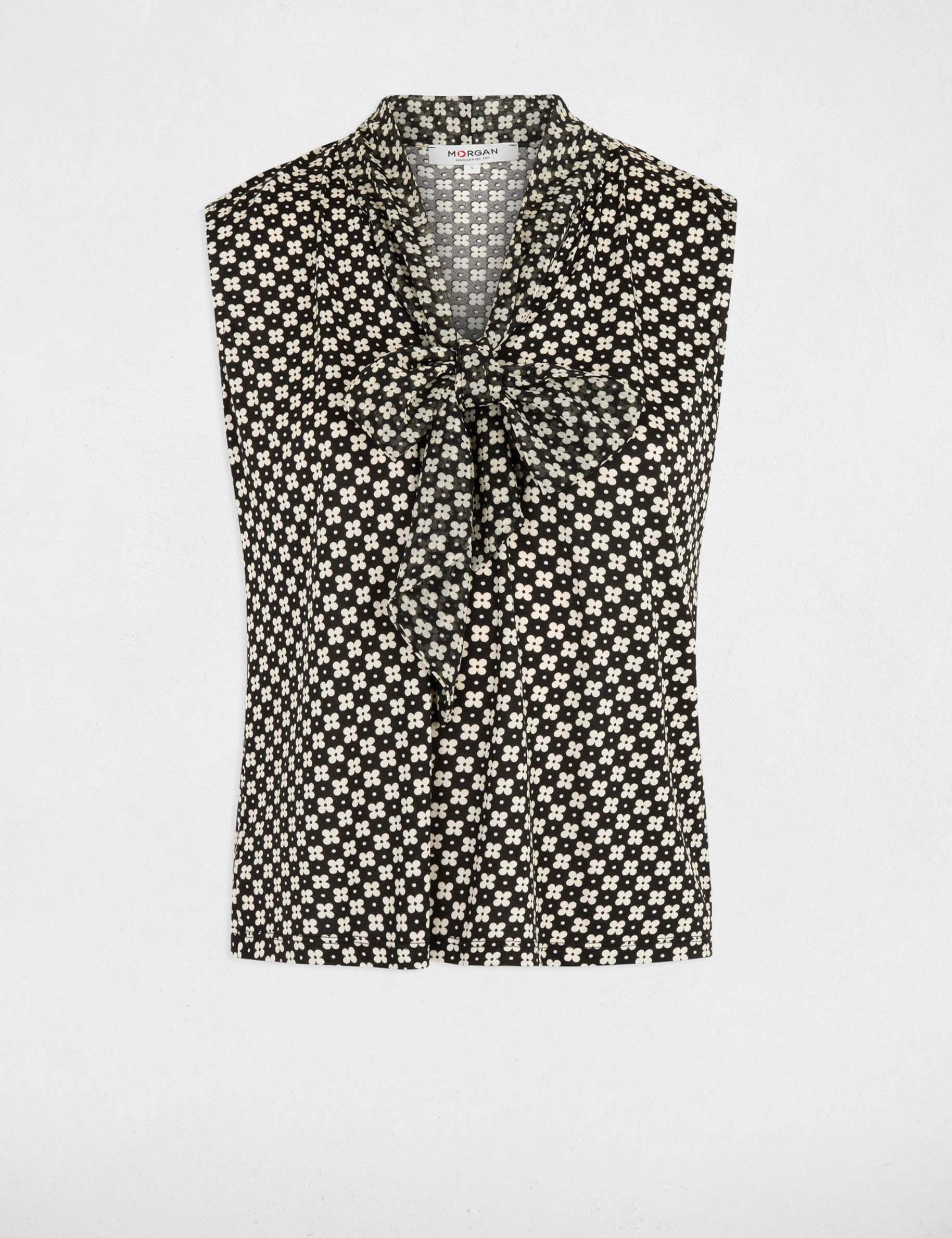 Top con cuello lazada blanco mujer