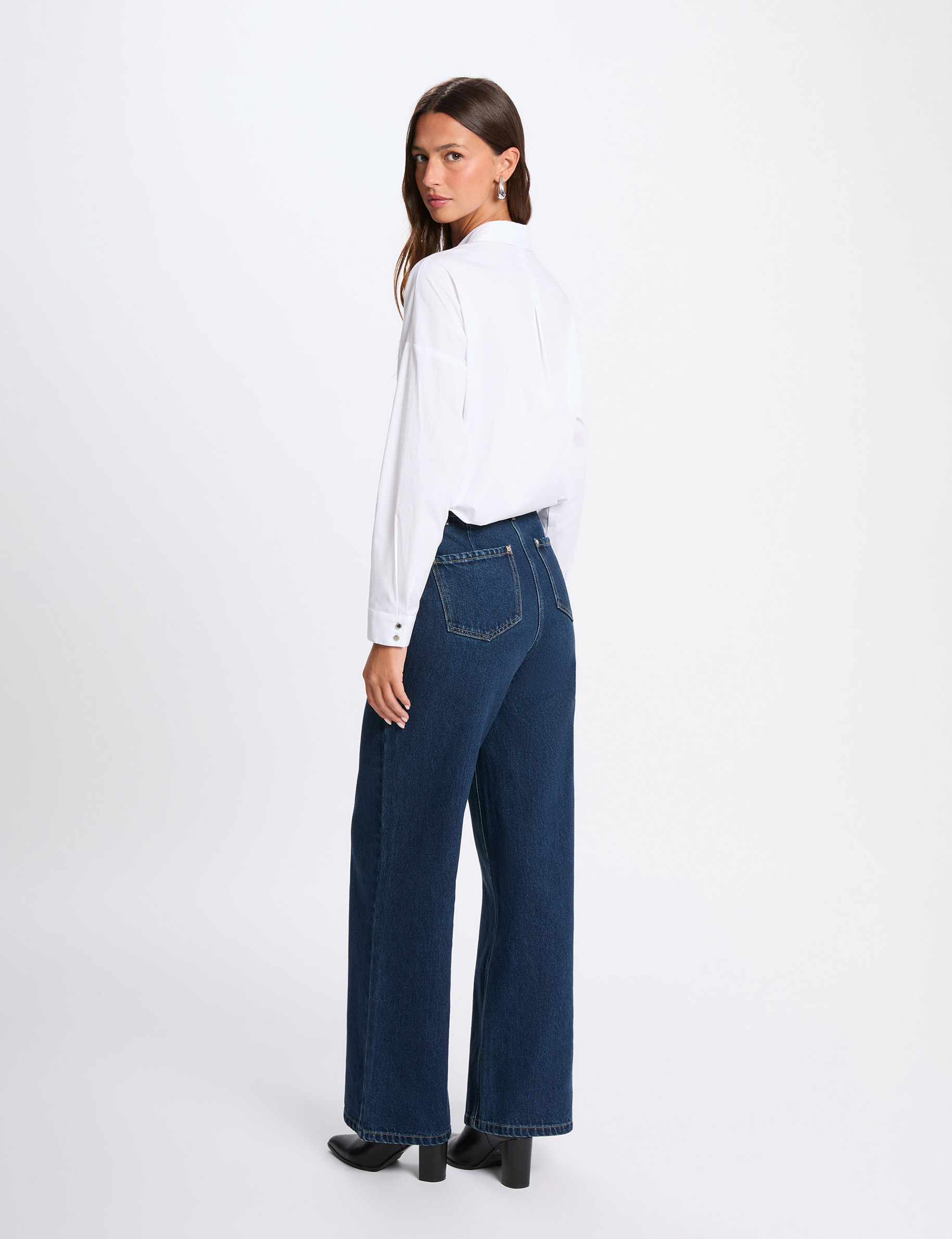 Camisa oversize con strass blanco mujer