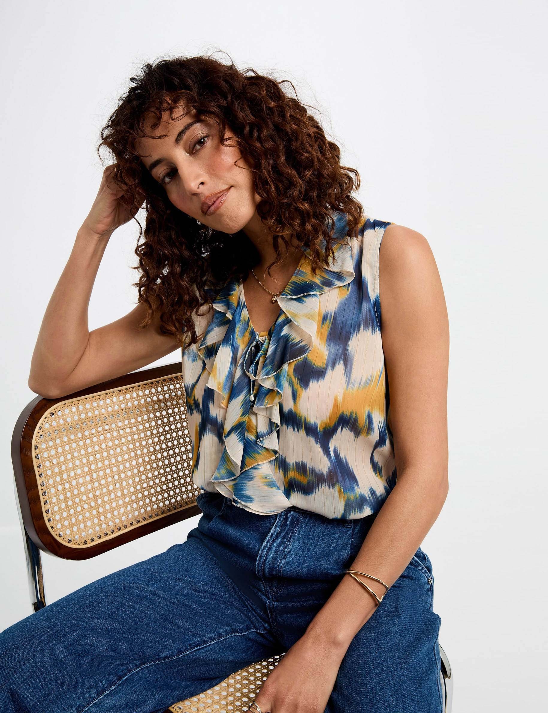 blusa sin mangas multicolor mujer Blusa sin mangas multicolor mujer