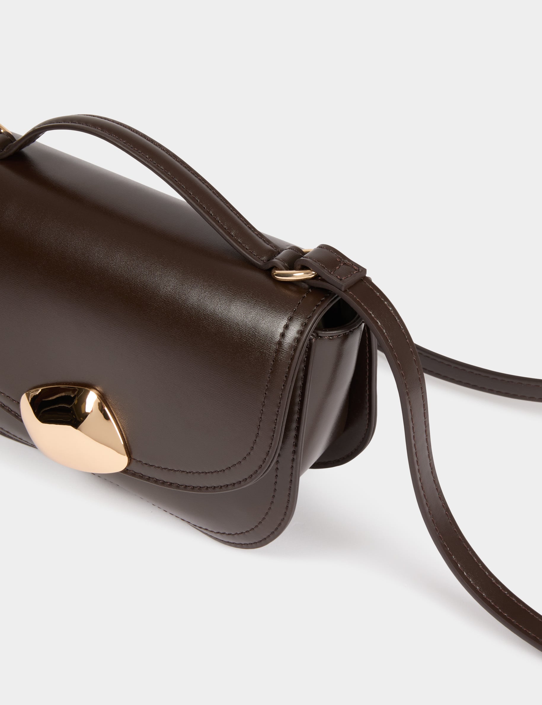 Bolso caja con hebilla marr&oacute;n oscuro mujer