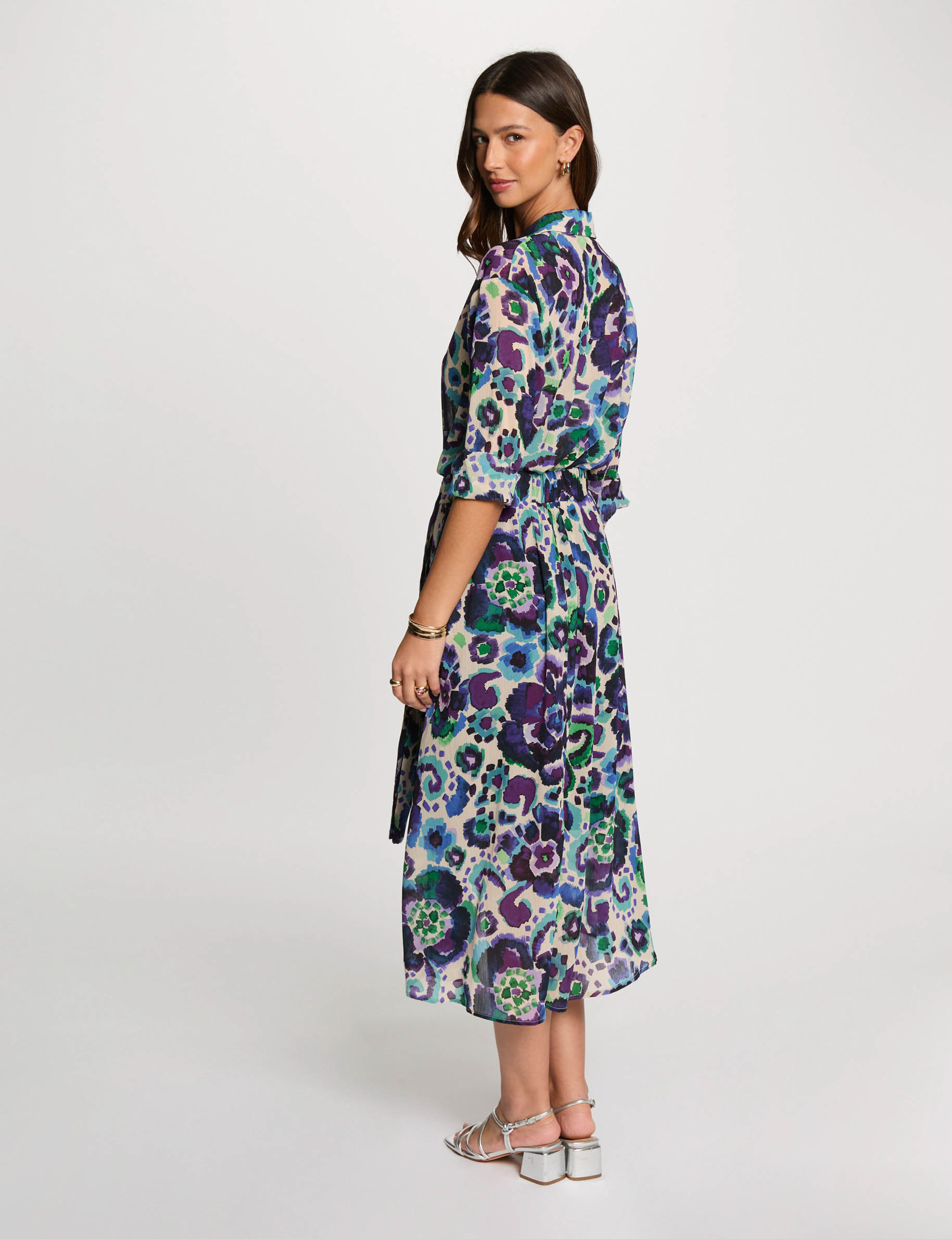 camisa recta estampada multicolor mujer Camisa recta estampada multicolor mujer
