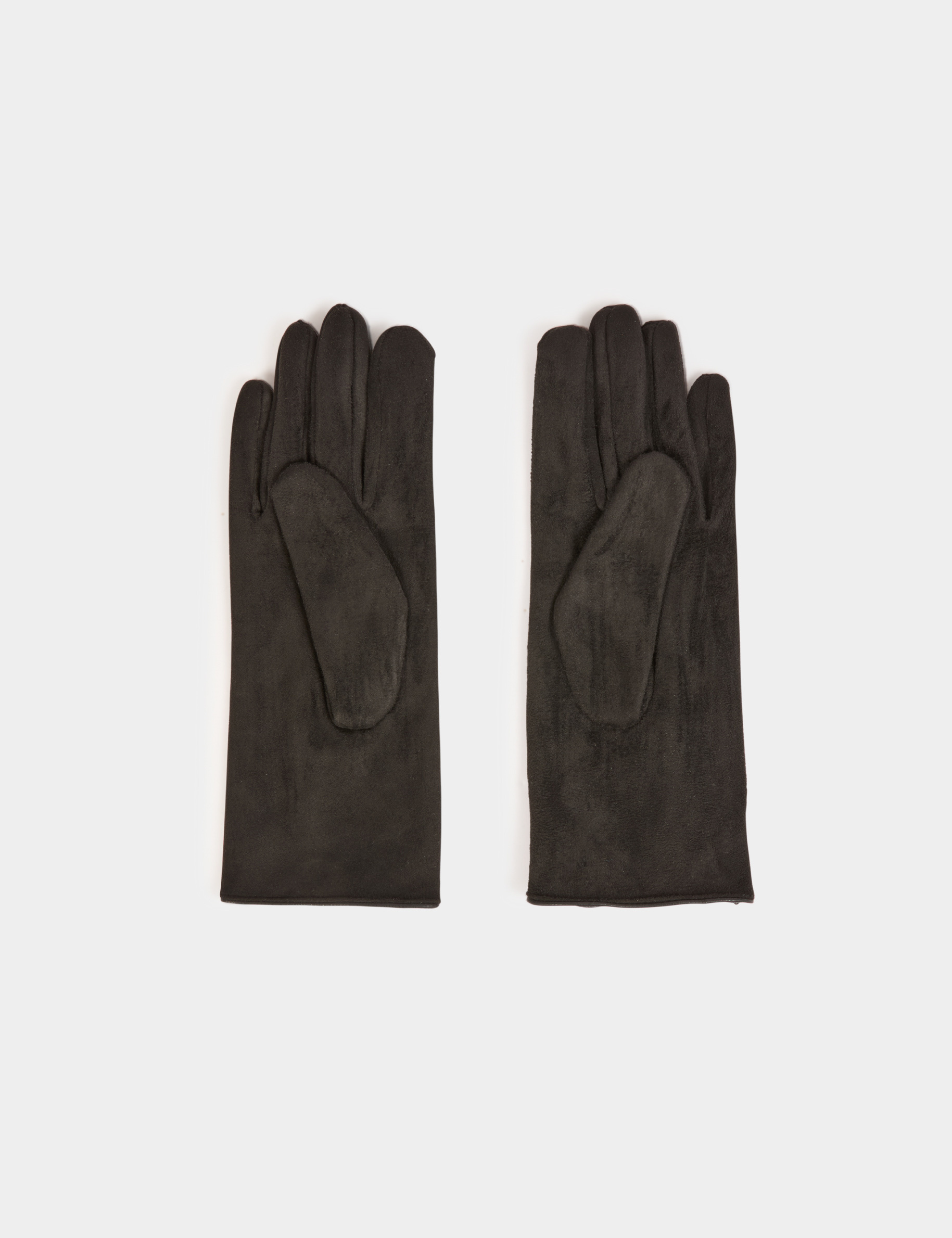 Guantes de ante con botones negro mujer