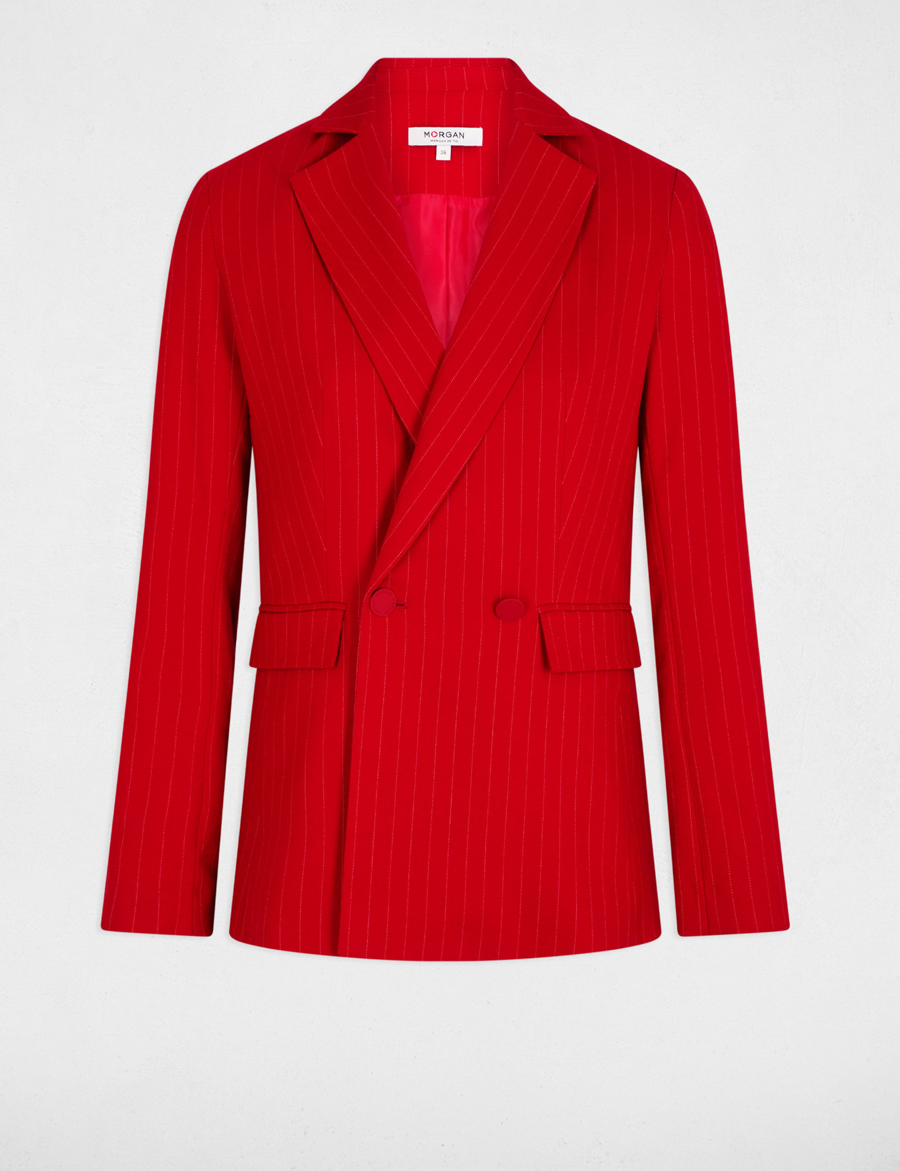Chaqueta entallada de rayas rojo mujer