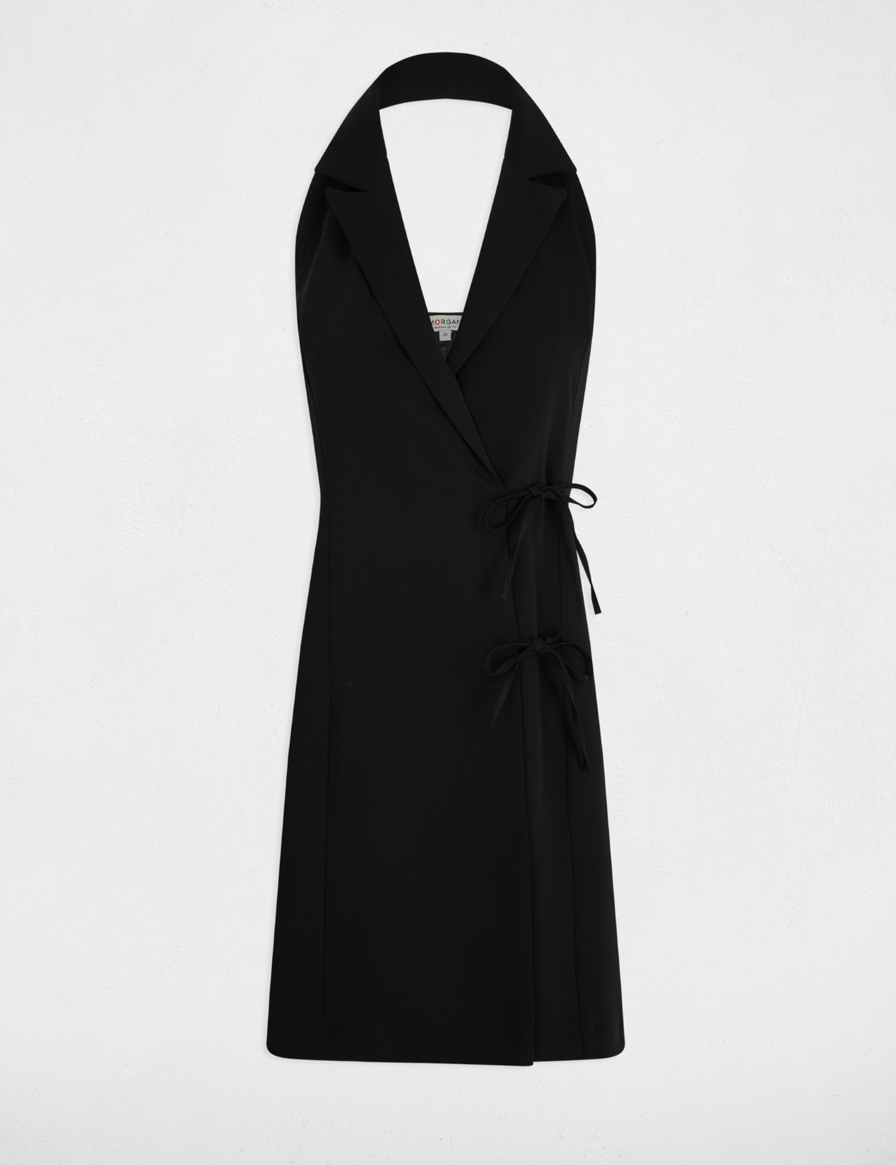 vestido corto cruzado negro mujer Vestido corto cruzado negro mujer