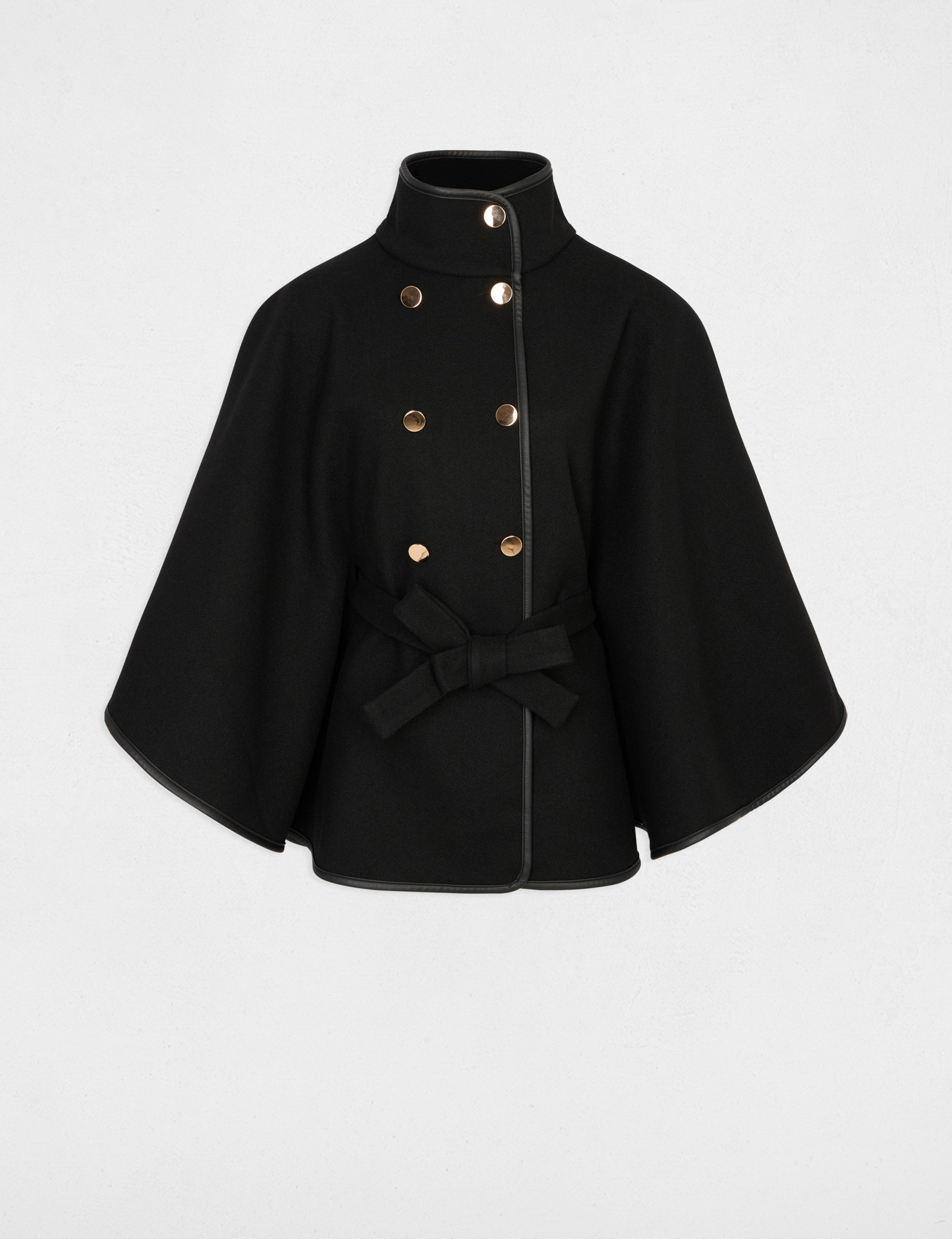 Poncho de cuello alto negro mujer
