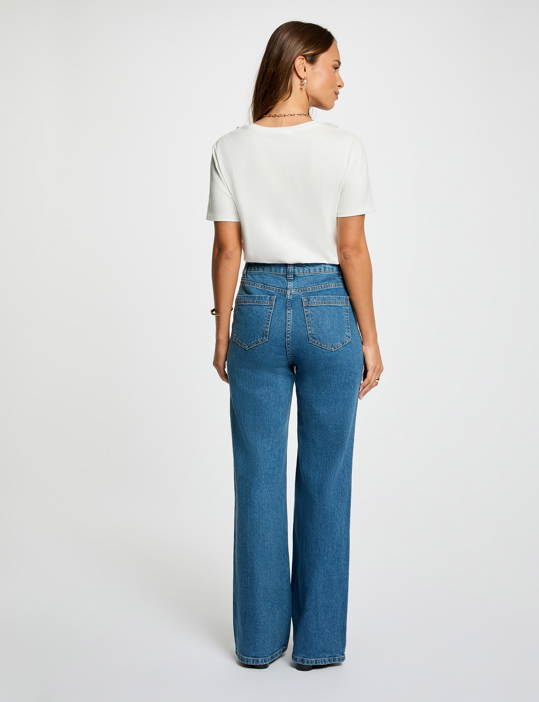 Camiseta con volantes blanco mujer