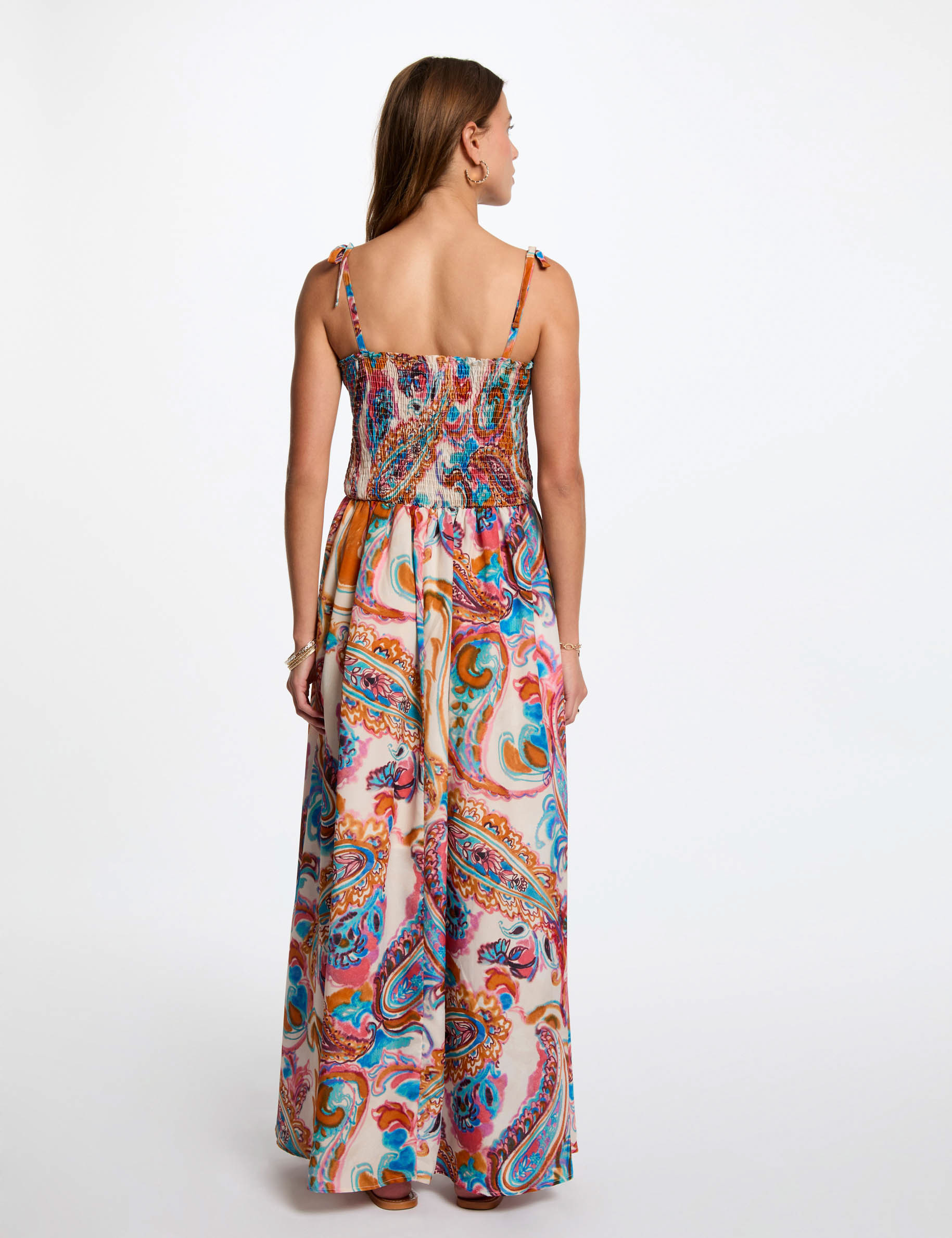vestido largo recto estampado multicolor mujer Vestido largo recto estampado multicolor mujer